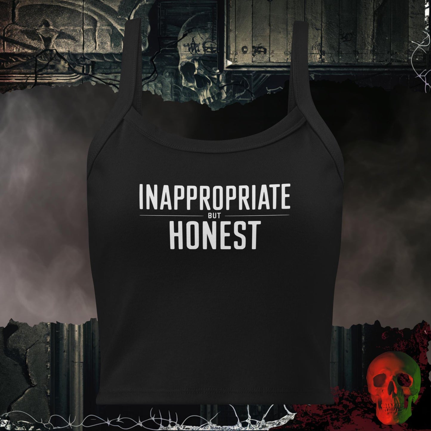 Tanks Solid Black Blend / XS Inappropriate But Honest Crop Tank Bold Statement Top
