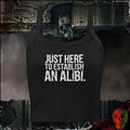 Tanks Solid Black Blend / XS Just Here to Establish an Alibi Women's Crop Tank | Rebel Ink Designs