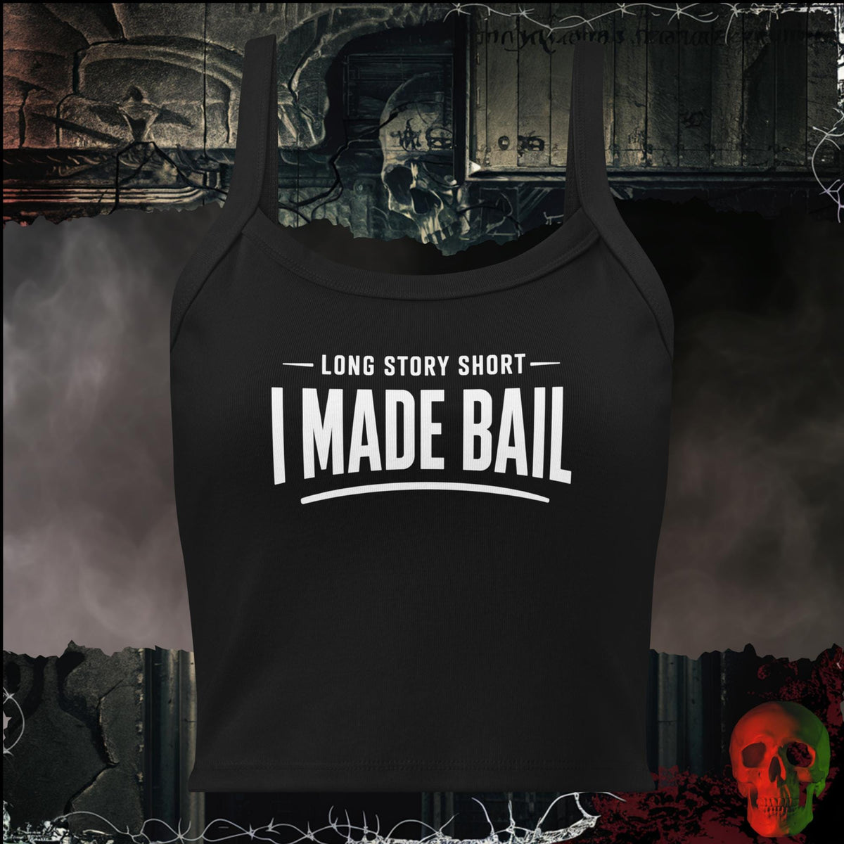 Tanks Solid Black Blend / XS Long Story Short, I Made Bail Women's Crop Tank | Rebel Ink Designs