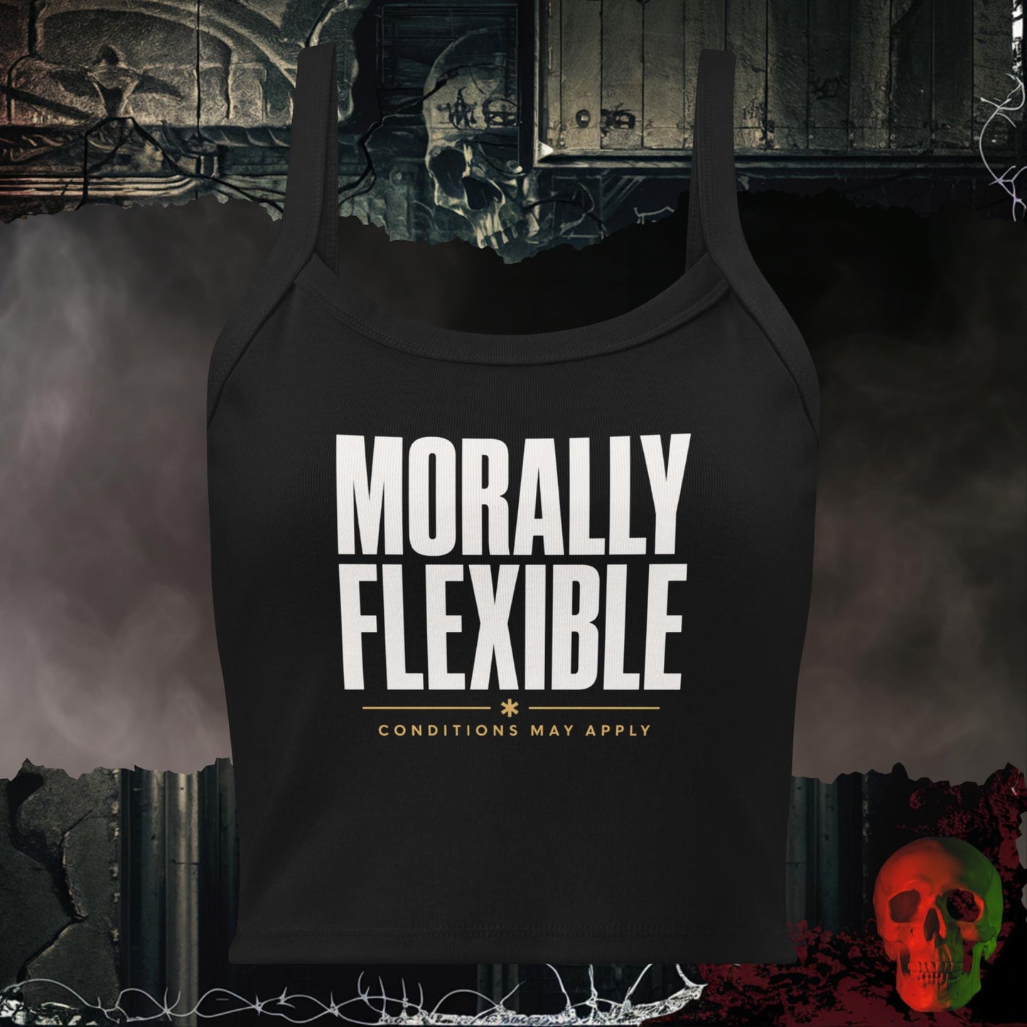 Tanks Solid Black Blend / XS Morally Flexible Crop Tank Bold Funny Statement Top