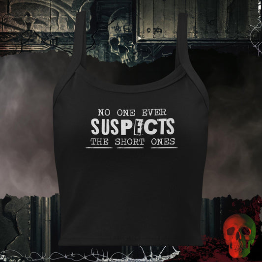 Tanks Solid Black Blend / XS No One Suspects The Short One Ladies Crop Tank