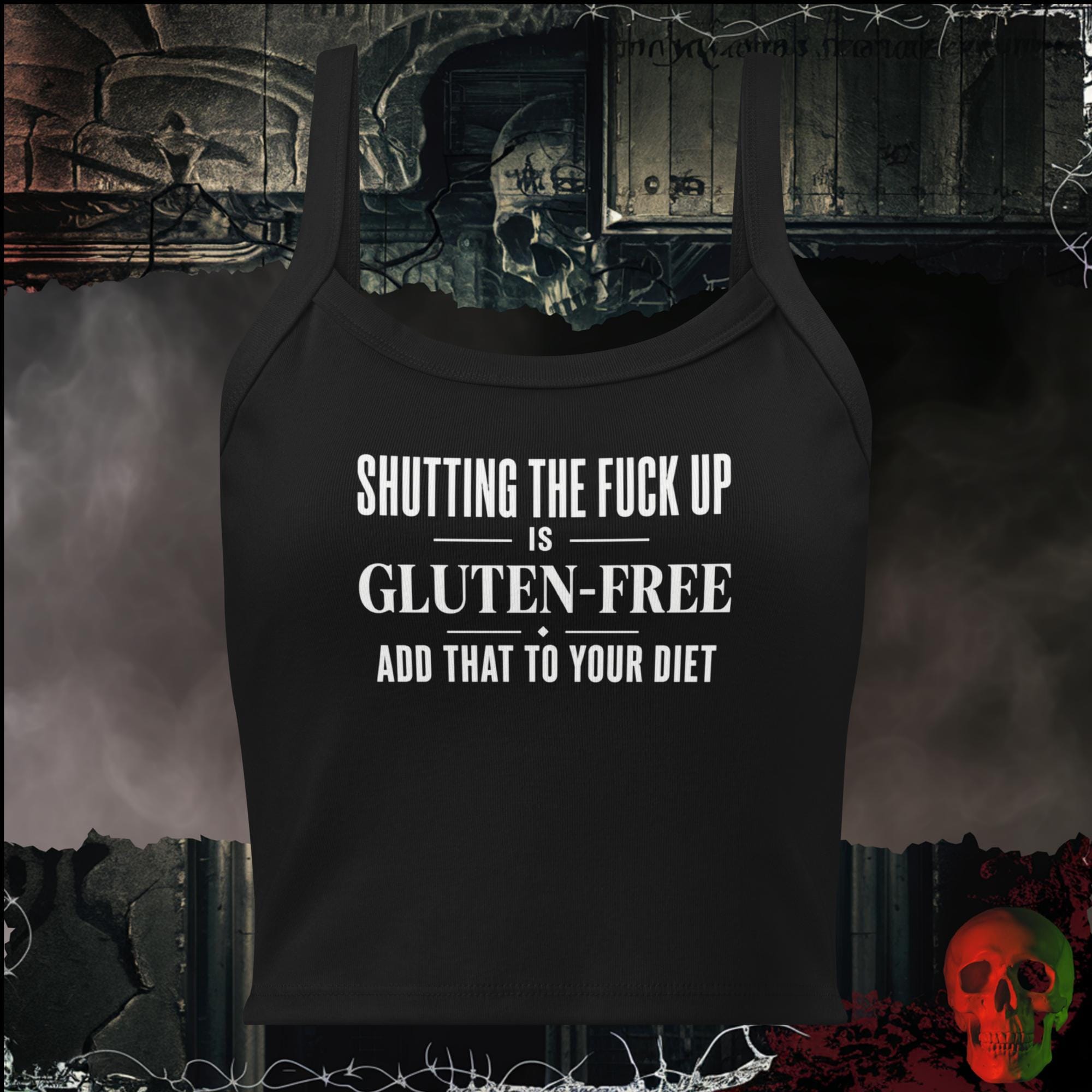 Tanks Solid Black Blend / XS Shutting The F*ck Up Is Gluten-Free Add That To Your Diet Women's Crop Tank | Rebel Ink Designs