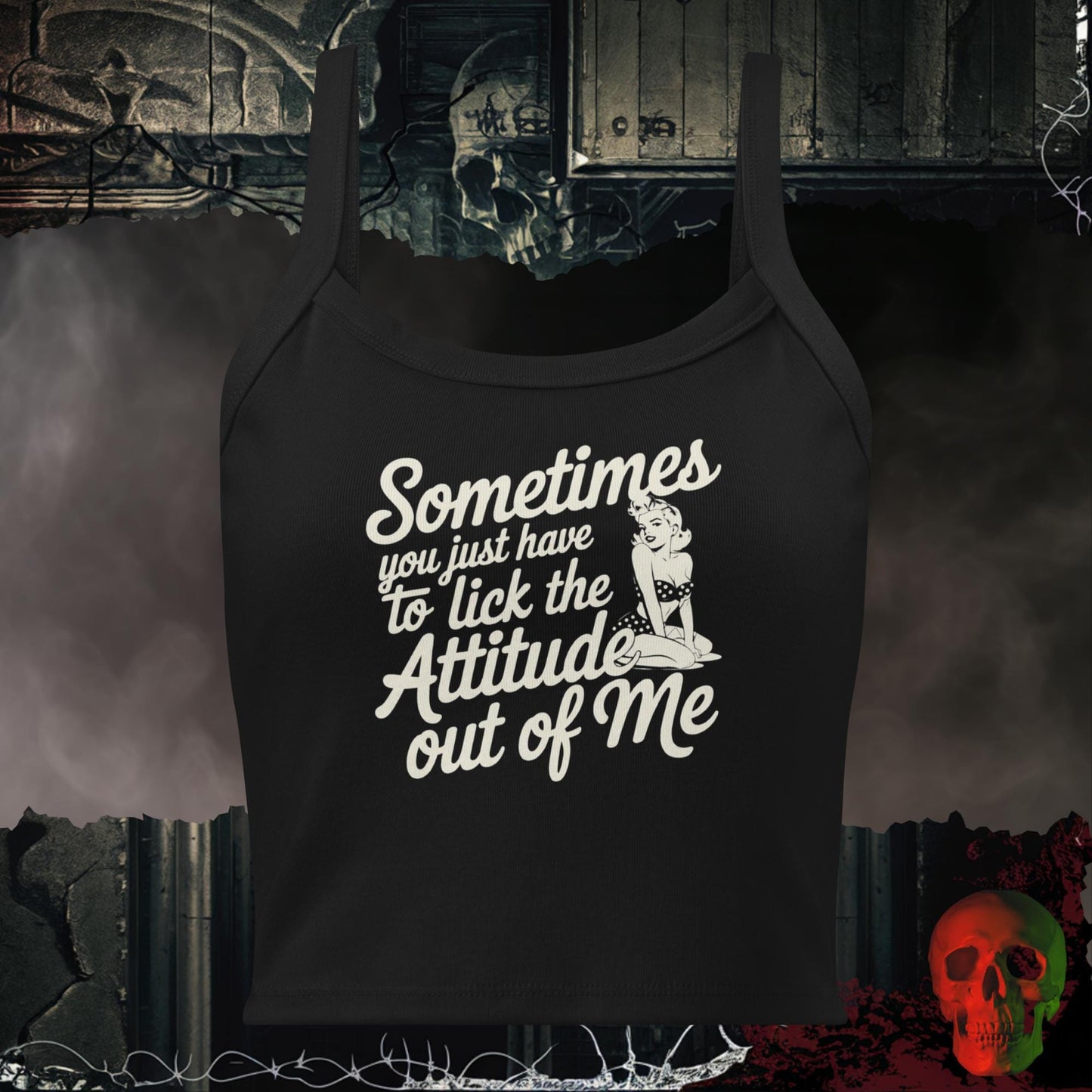 Tanks Solid Black Blend / XS Sometimes You Just Have to Lick the Attitude Out of Me Crop Tank