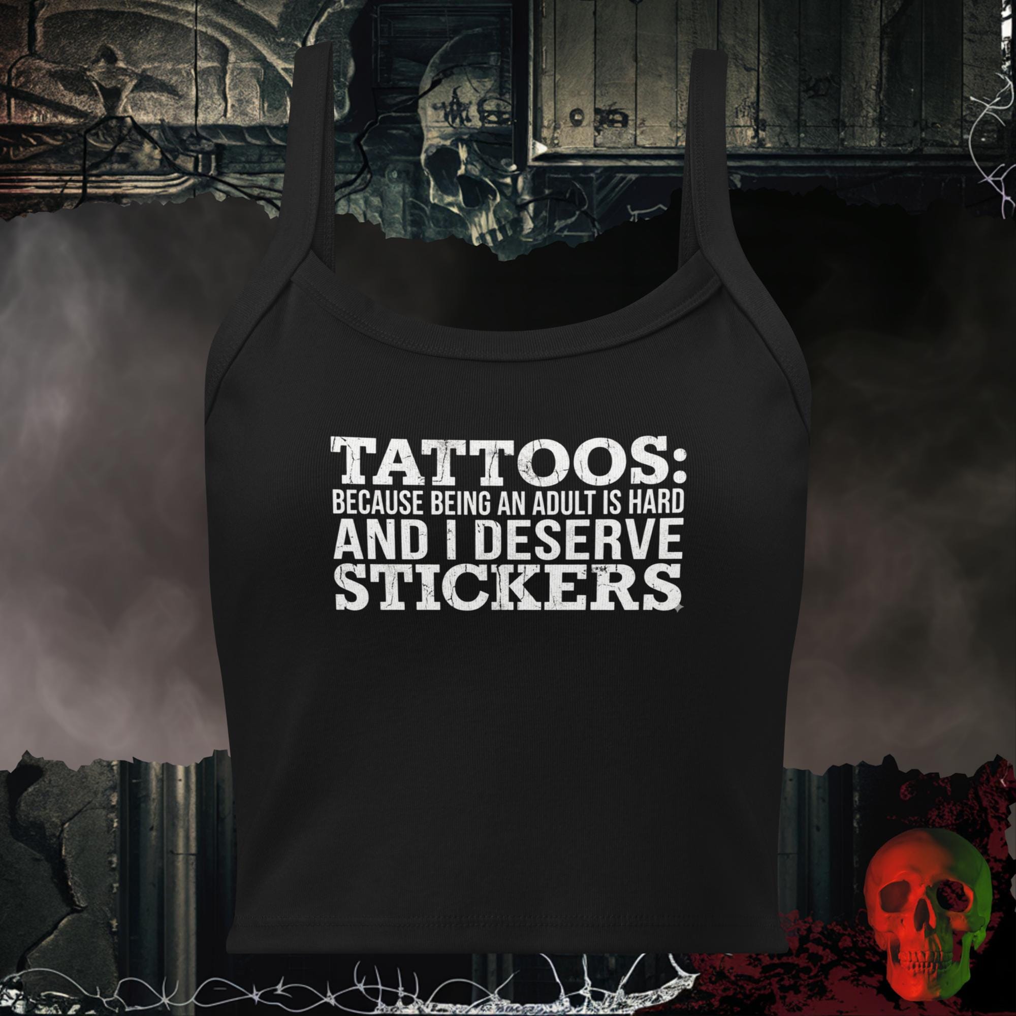 Tanks Solid Black Blend / XS TATTOOS ARE STICKERS Crop Tank | Rebel Ink Designs