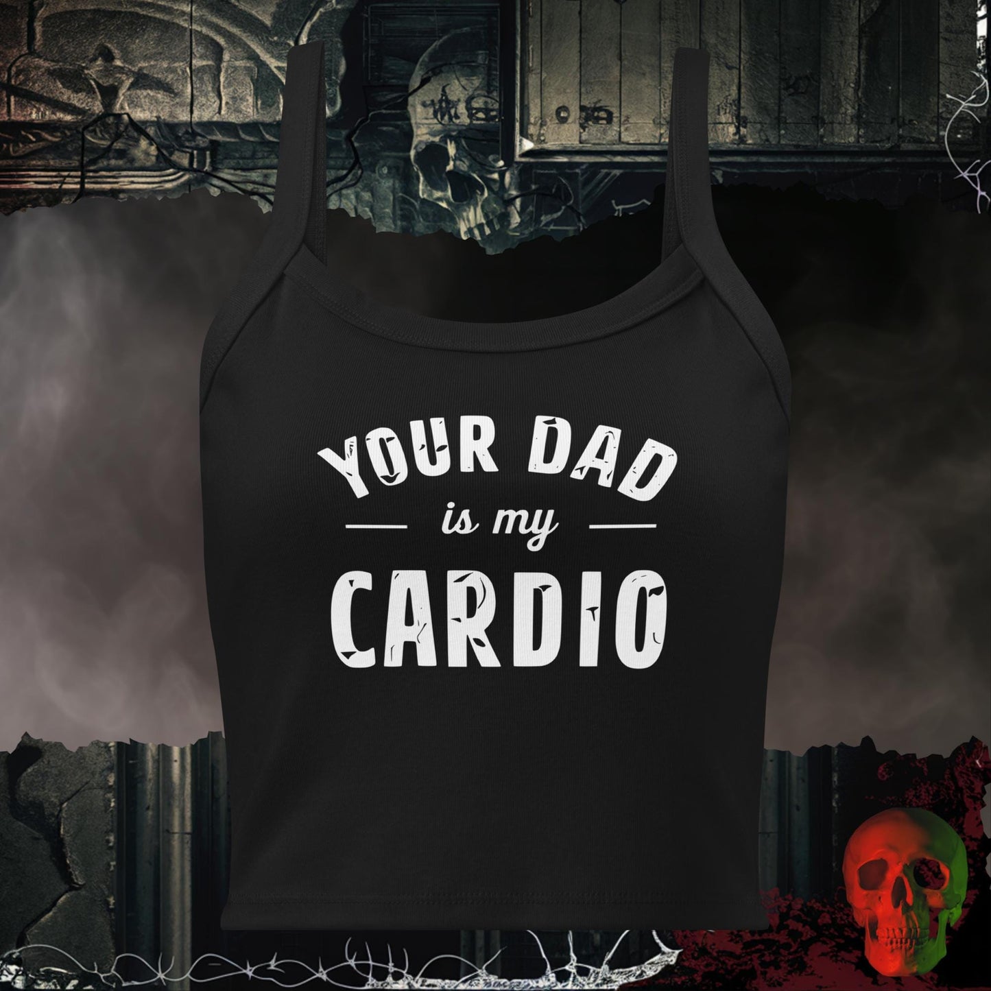 Tanks Solid Black Blend / XS Your Dad Is My Cardio Crop Tank Bold Funny Statement