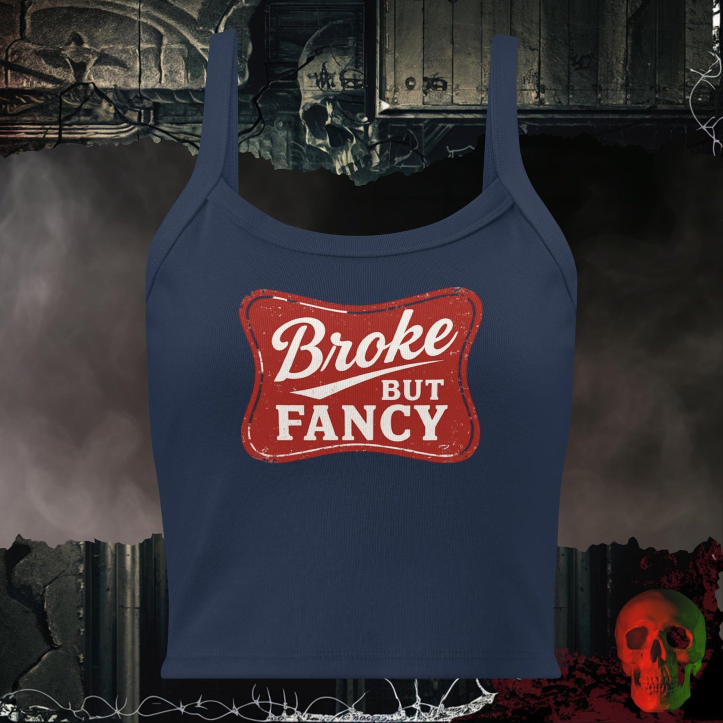 Tanks Solid Navy Blend / XS Broke but Fancy Crop Tank