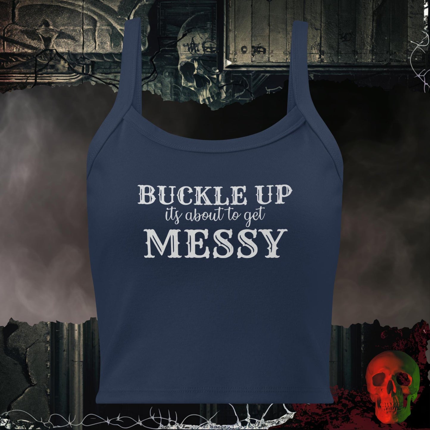 Tanks Solid Navy Blend / XS Buckle Up Ladies Crop Tank
