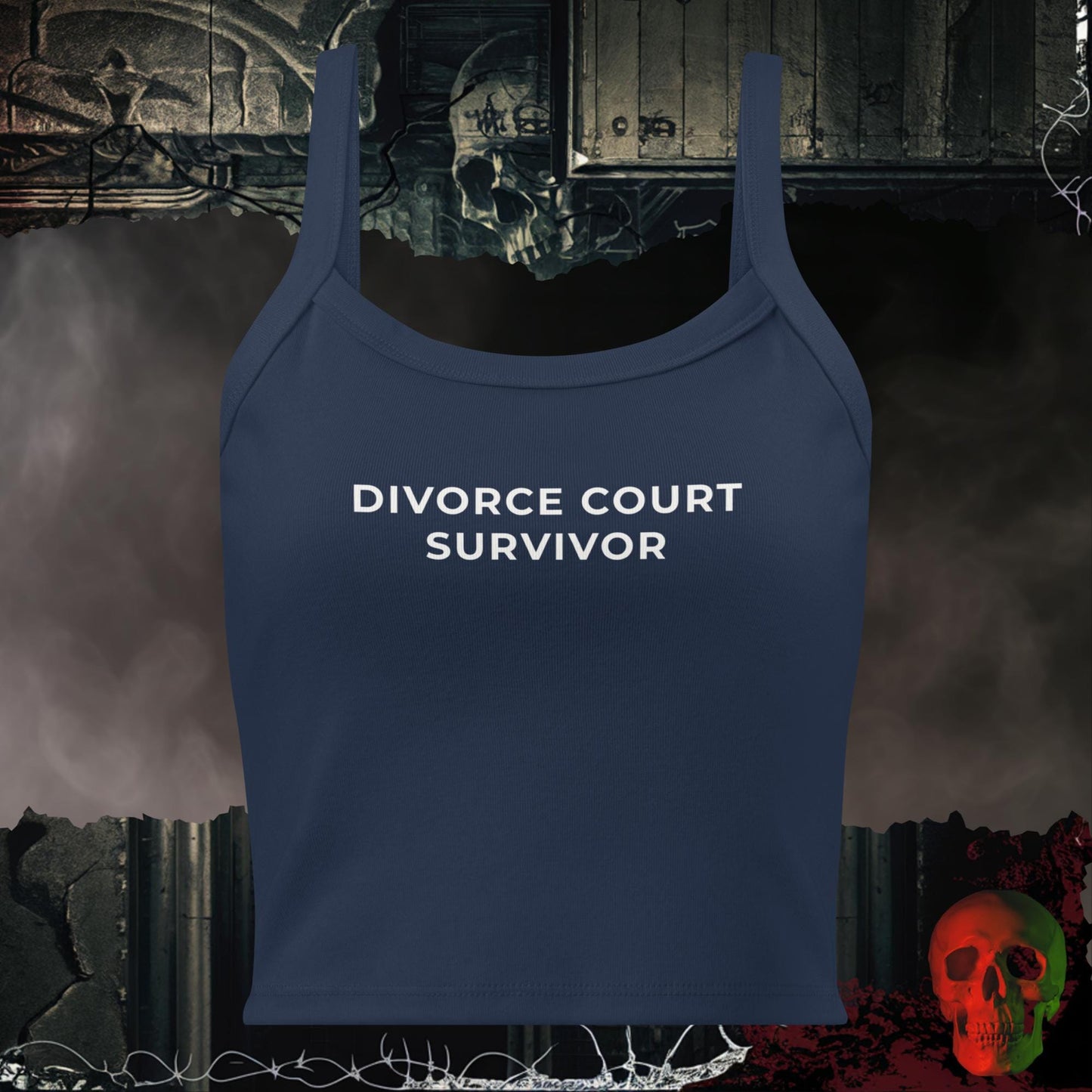Tanks Solid Navy Blend / XS Divorce Court Survivor Ladies Crop Tank