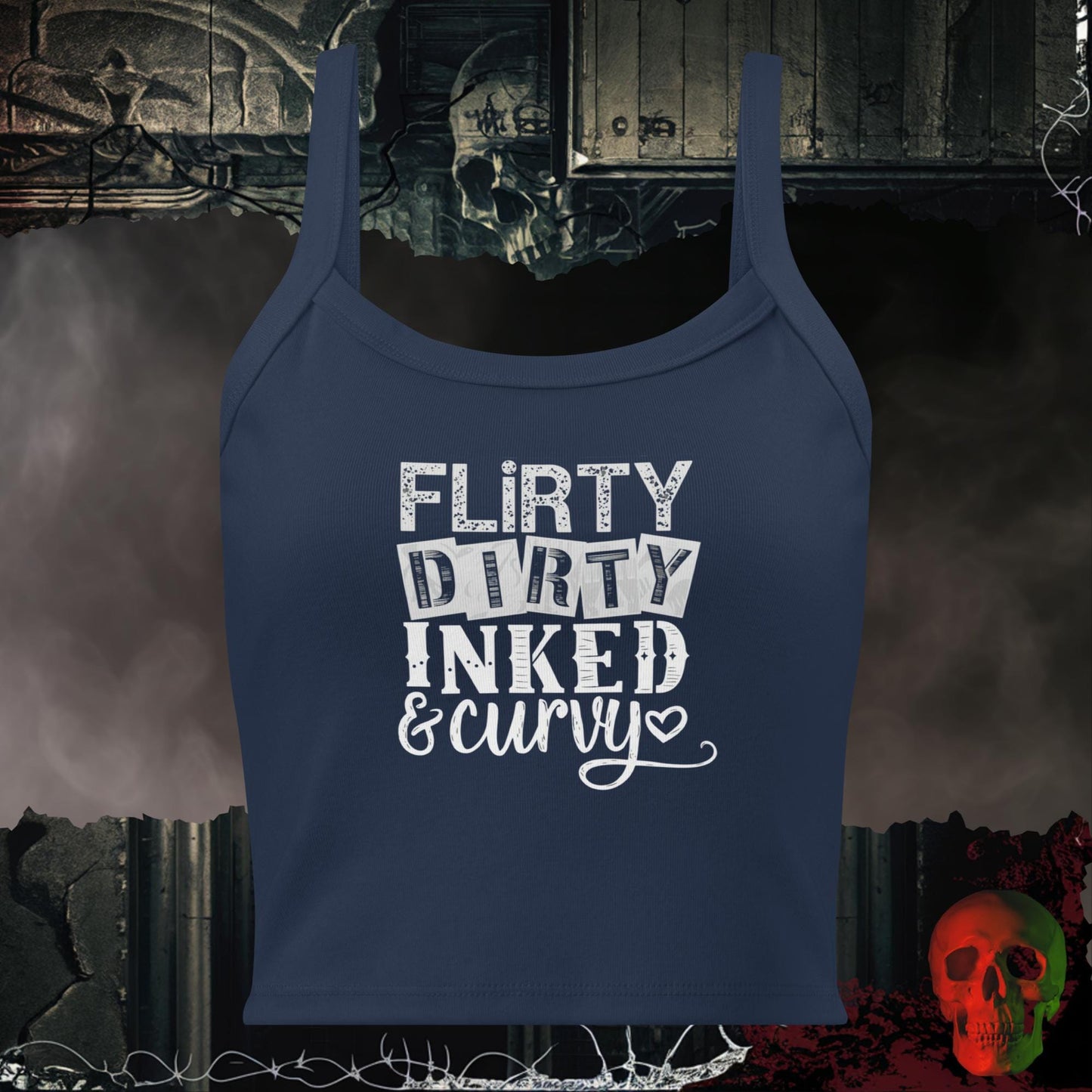 Tanks Solid Navy Blend / XS Flirty, Dirty, Inked and Curvy Crop Tank