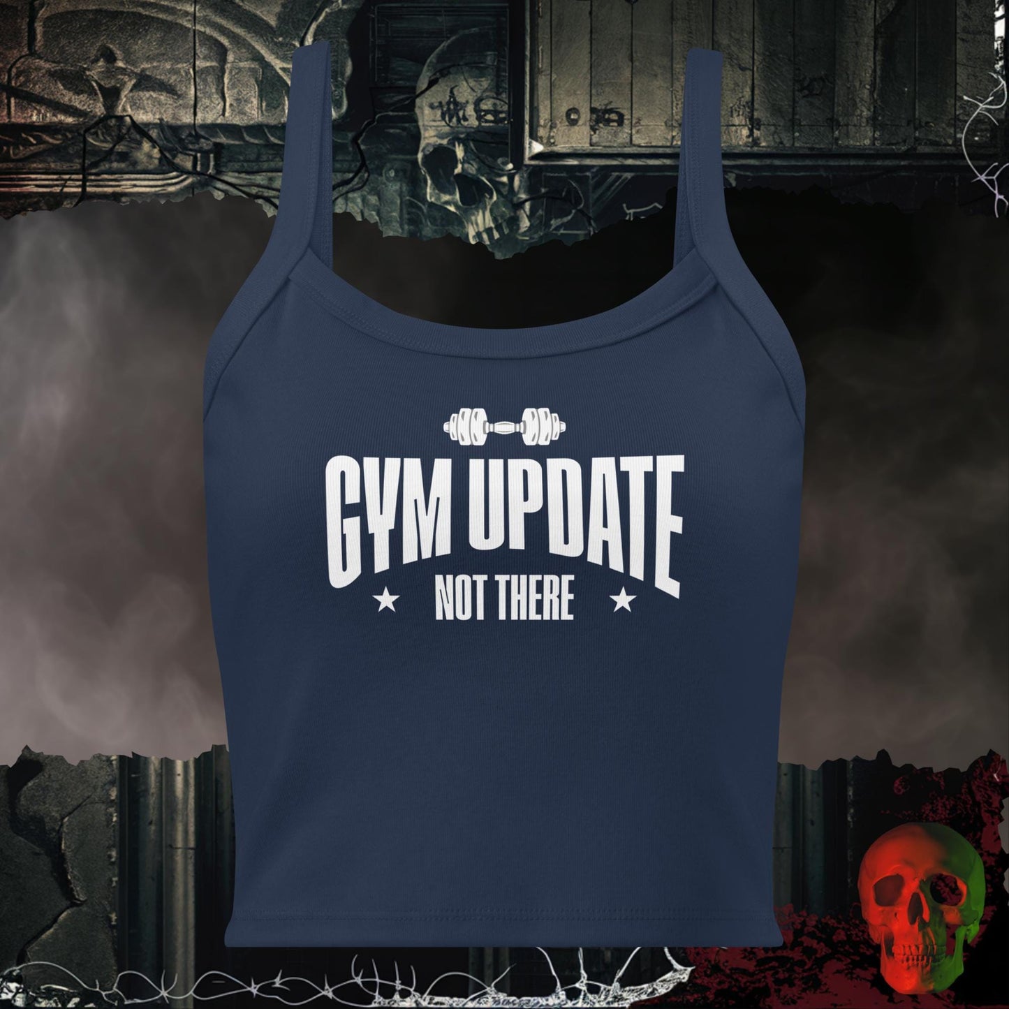 Tanks Solid Navy Blend / XS Gym Update Not There Crop Tank Funny Fitness Statement Top