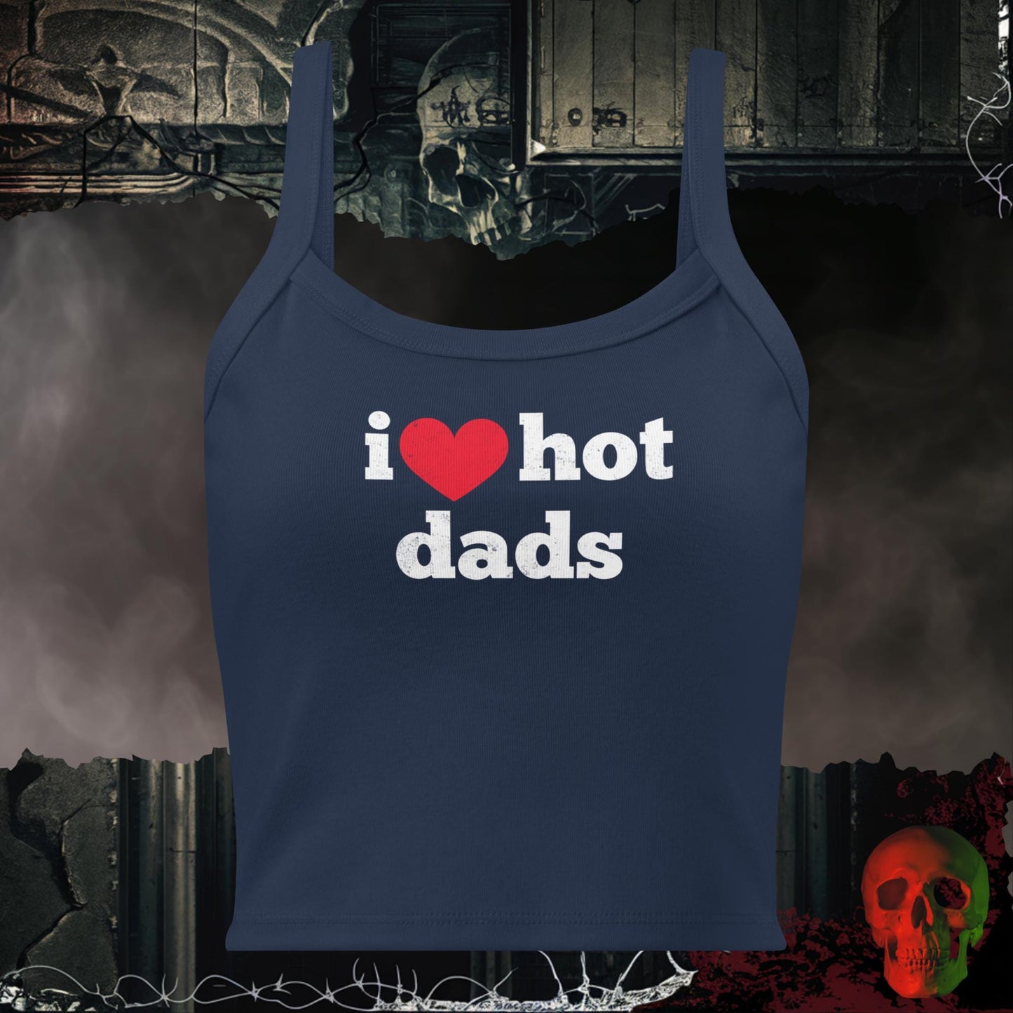 Tanks Solid Navy Blend / XS I ❤️ Hot Dads Crop Tank