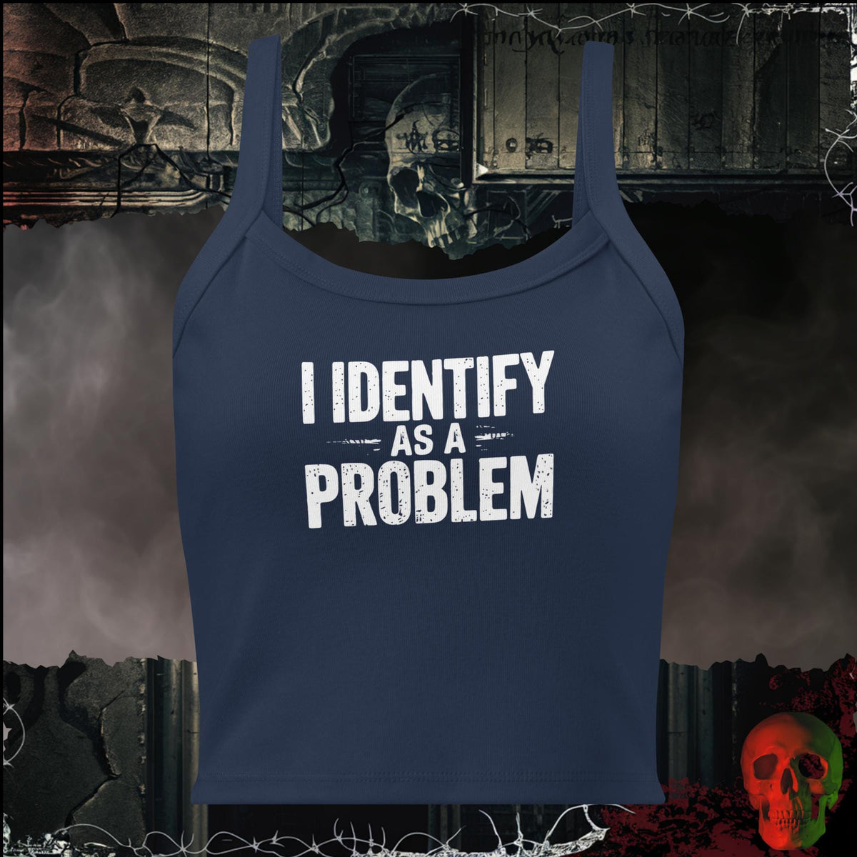 Tanks Solid Navy Blend / XS I Identify As a Problem Women's Crop Tank | Rebel Ink Designs