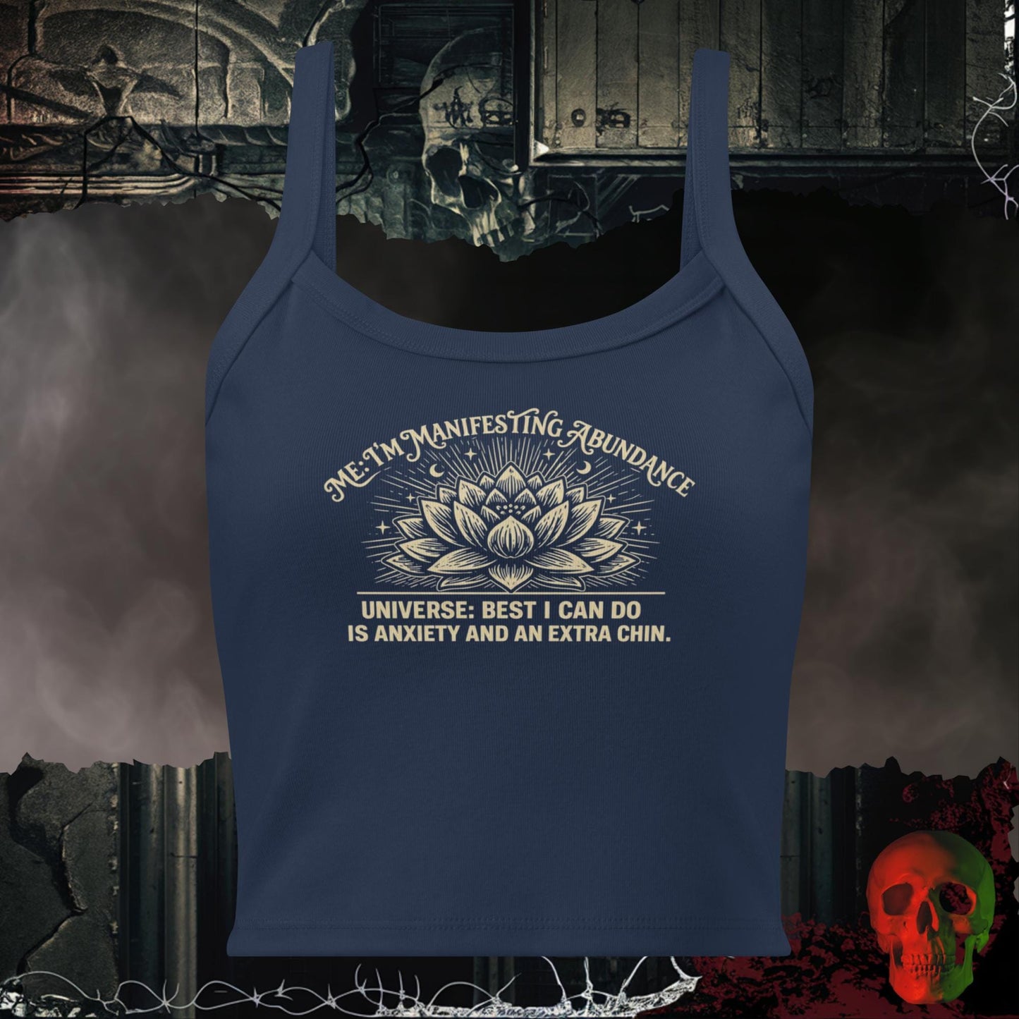 Tanks Solid Navy Blend / XS I’m Manifesting Abundance Crop Tank Funny Graphic Top