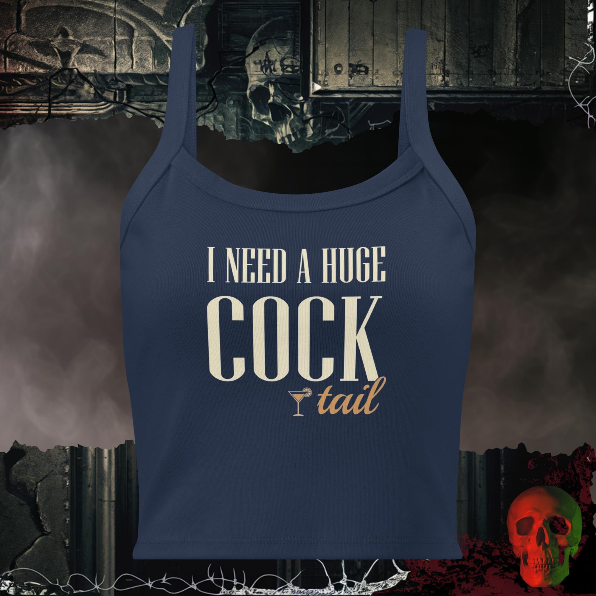Tanks Solid Navy Blend / XS I Need A Huge Cocktail Women's Crop Tank | Rebel Ink Designs