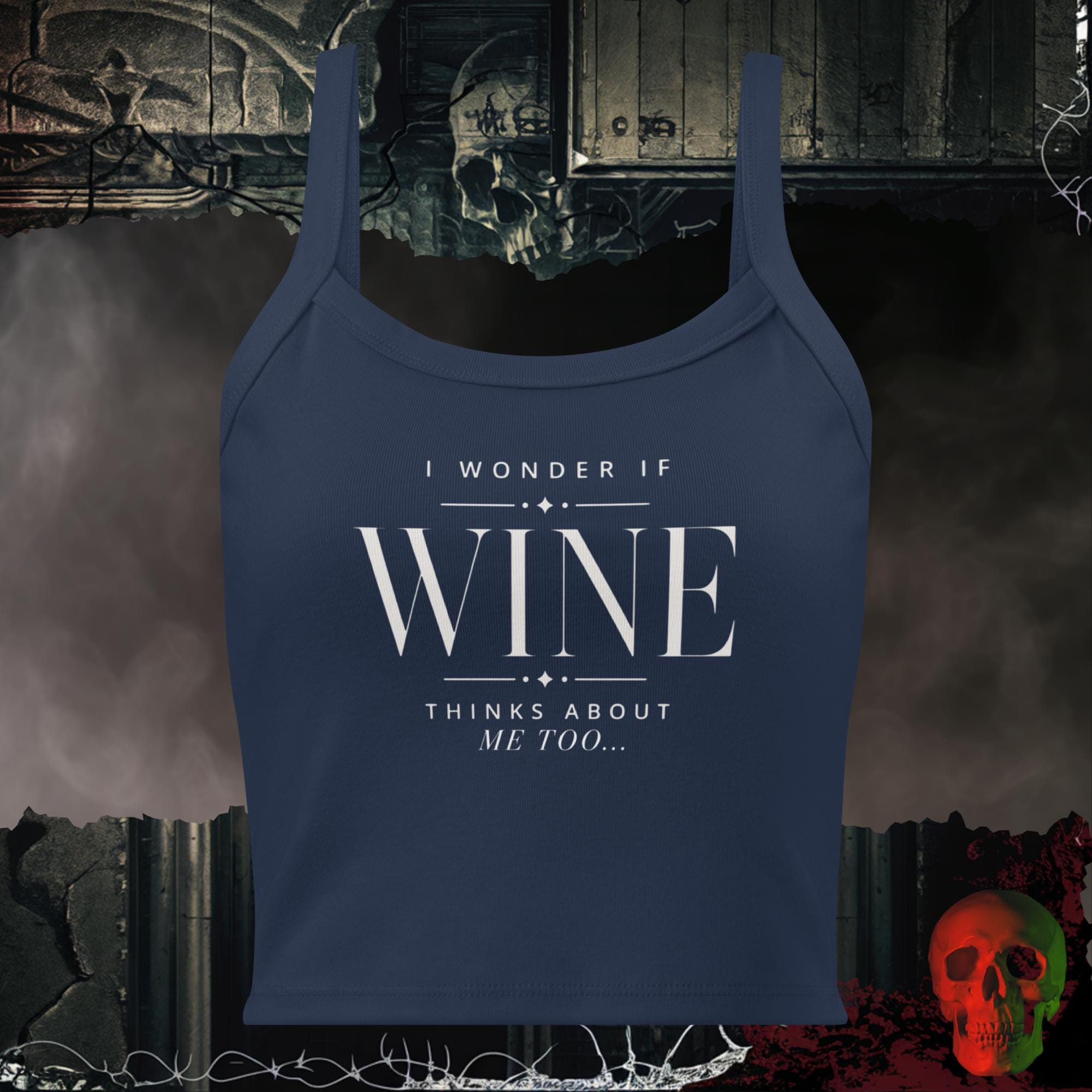 Tanks Solid Navy Blend / XS I Wonder If Wine Thinks About Me Too Women's Crop Tank | Rebel Ink Designs