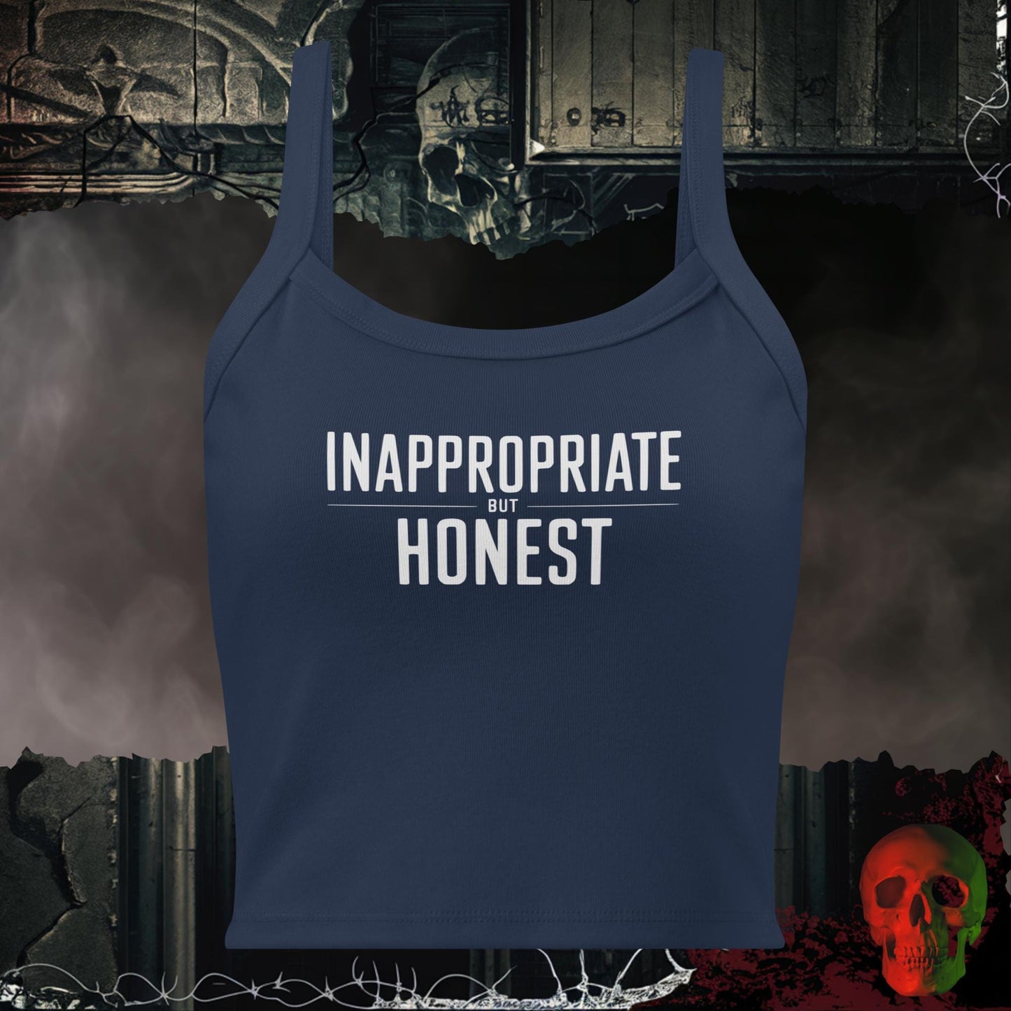 Tanks Solid Navy Blend / XS Inappropriate But Honest Crop Tank Bold Statement Top