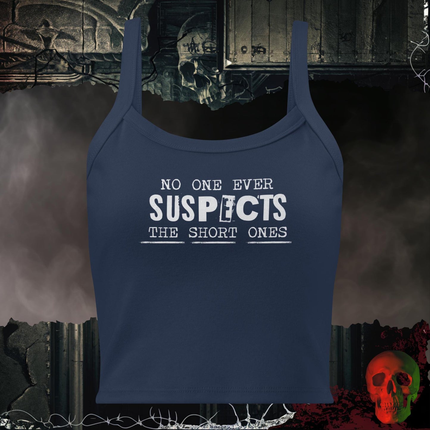 Tanks Solid Navy Blend / XS No One Suspects The Short One Ladies Crop Tank