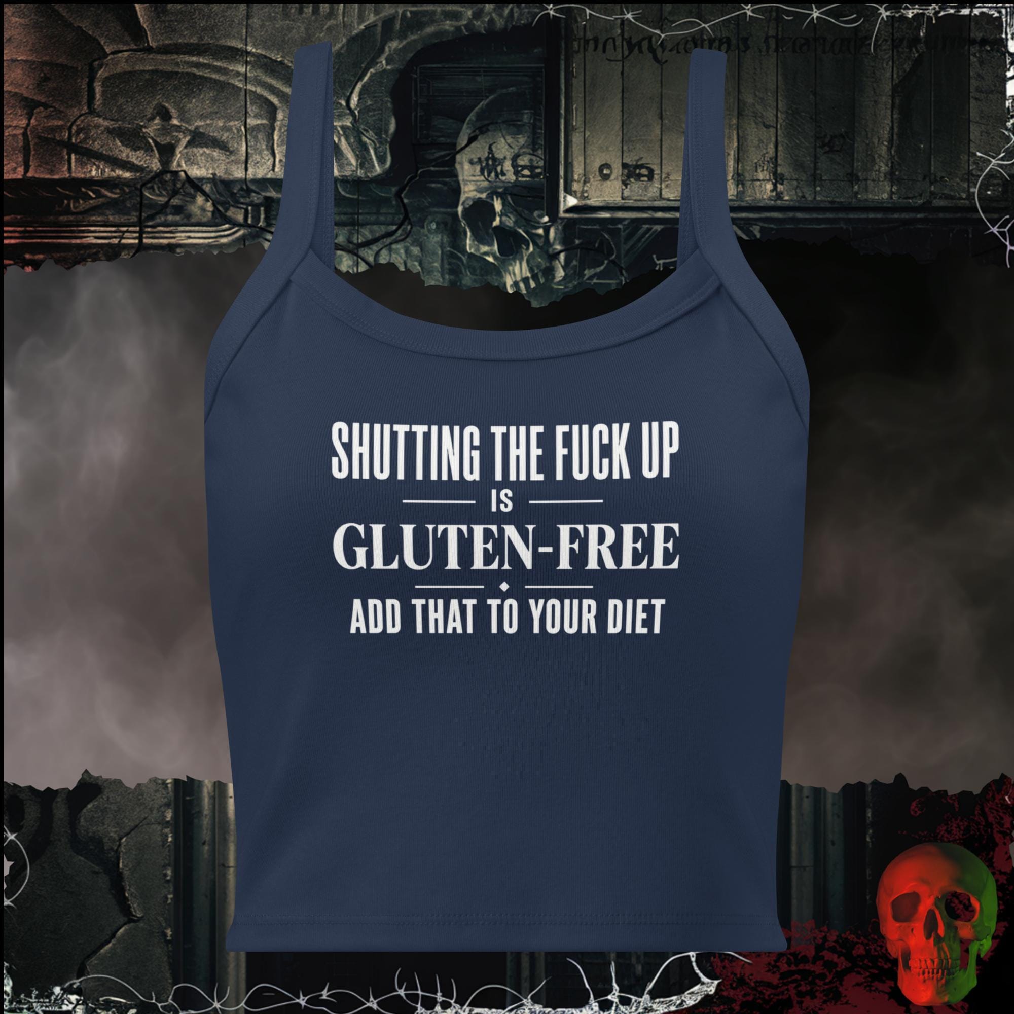 Tanks Solid Navy Blend / XS Shutting The F*ck Up Is Gluten-Free Add That To Your Diet Women's Crop Tank | Rebel Ink Designs