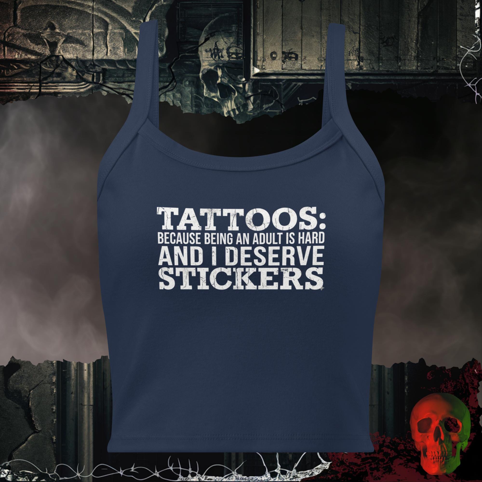 Tanks Solid Navy Blend / XS TATTOOS ARE STICKERS Crop Tank | Rebel Ink Designs