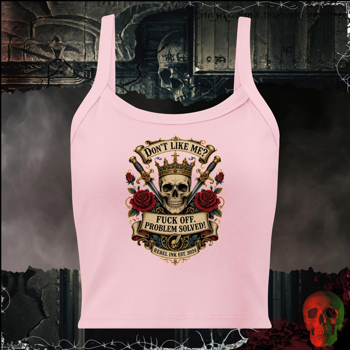 Tanks Solid Pink Blend / S Don't Like Me? F*ck Off. Problem Solved Women's Crop Tank | Rebel Ink Designs
