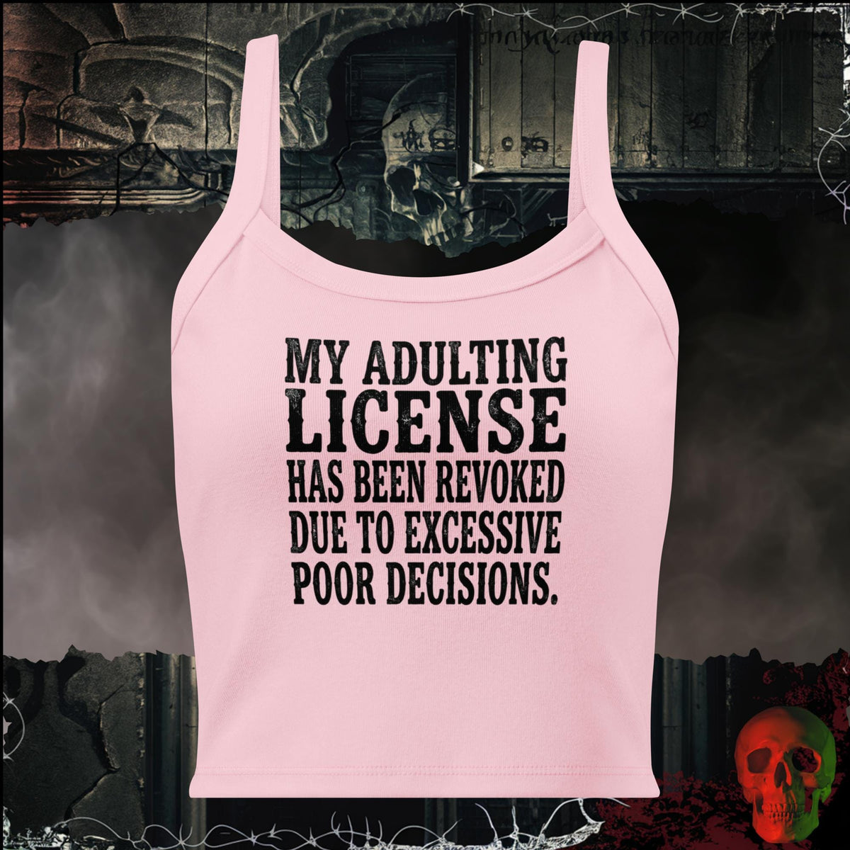 Tanks Solid Pink Blend / XS Adulting License Revoked Women's Crop Tank | Rebel Ink Designs