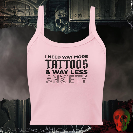 Tanks Solid Pink Blend / XS More Ink Less Panic Ladies Crop Tank