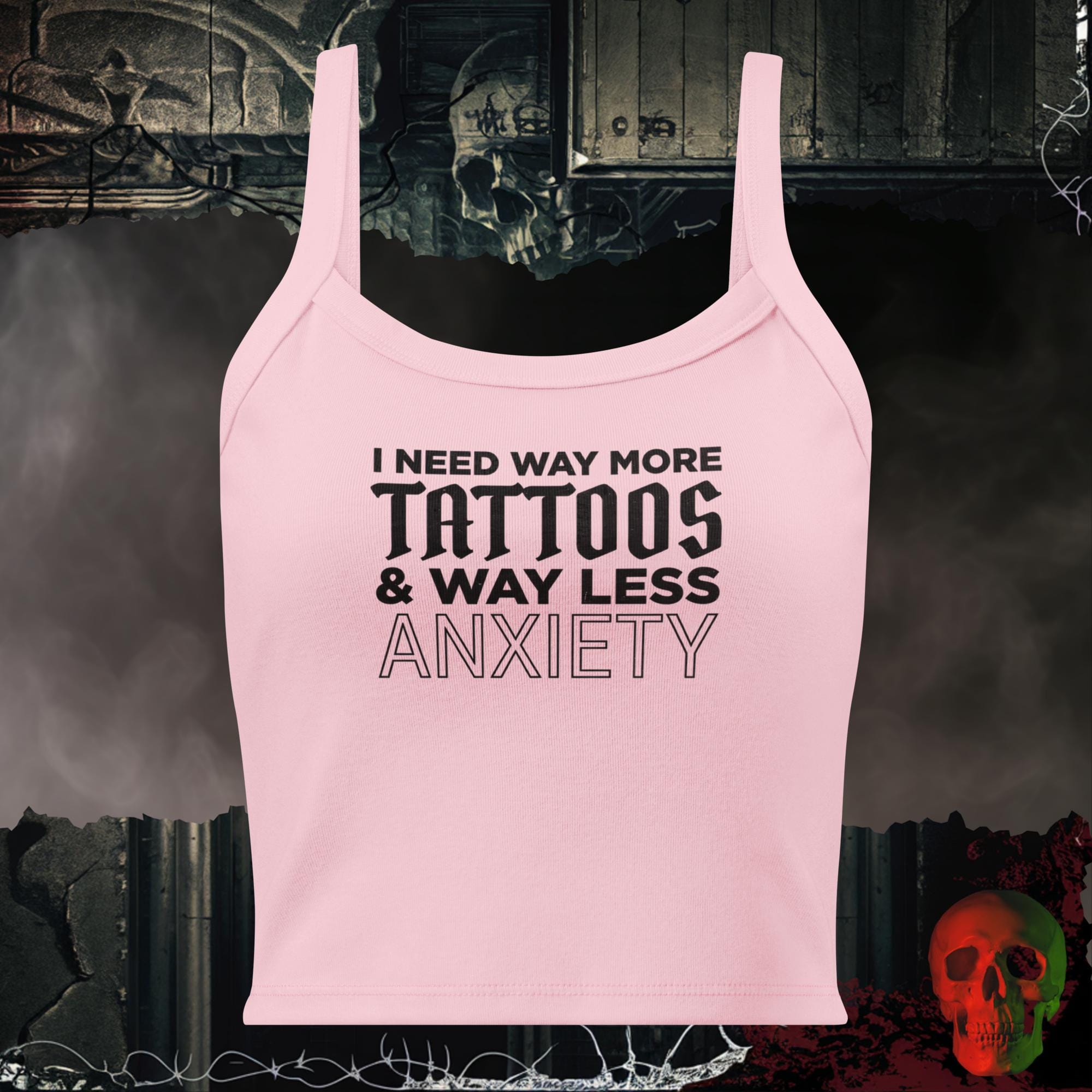 Tanks Solid Pink Blend / XS More Ink Less Panic Ladies Crop Tank | Rebel Ink Designs