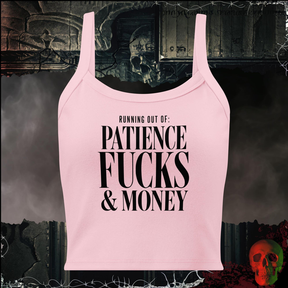 Tanks Solid Pink Blend / XS Running Out Of Patience F*cks & Money Women's Crop Tank | Rebel Ink Designs