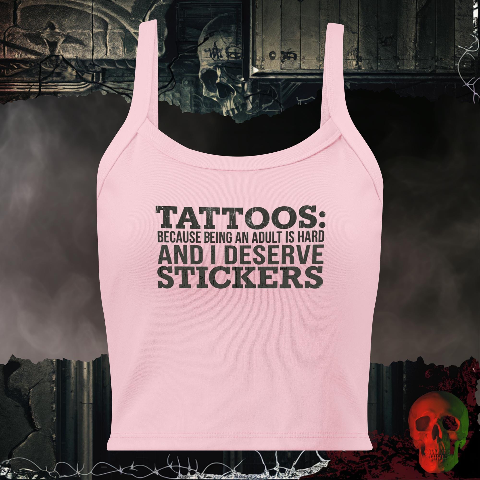 Tanks Solid Pink Blend / XS TATTOOS ARE STICKERS Crop Tank | Rebel Ink Designs