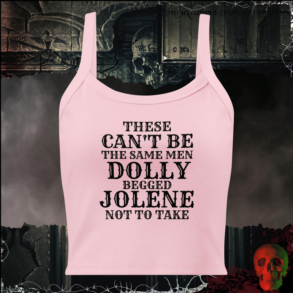Tanks Solid Pink Blend / XS These Can't Be the Same Men Dolly Begged Jolene Not to Take Women's Crop Tank | Rebel Ink Designs