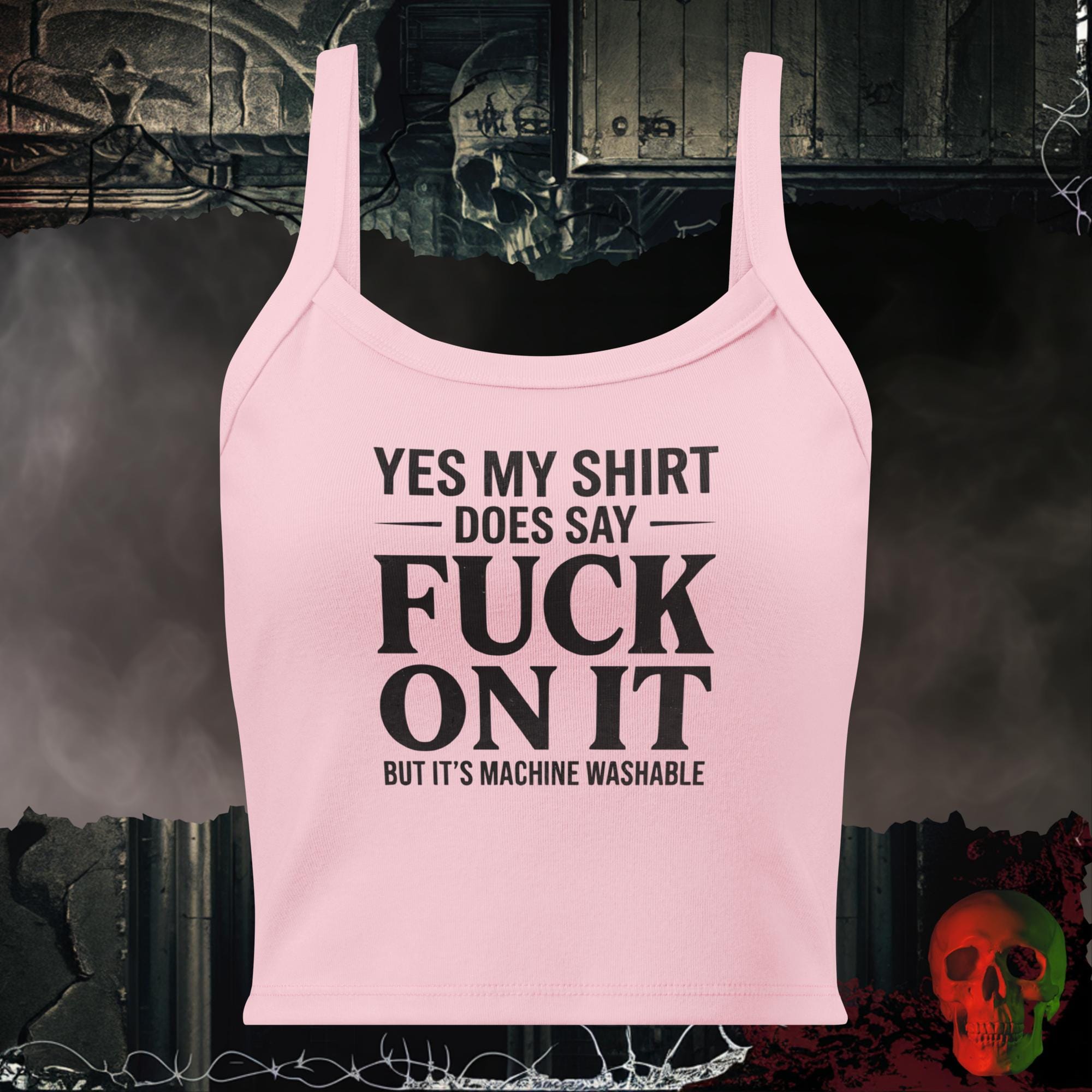 Tanks Solid Pink Blend / XS Yes My Shirt Does Say Fuck On It But It's Machine Washable Women's Crop Tank | Rebel Ink Designs