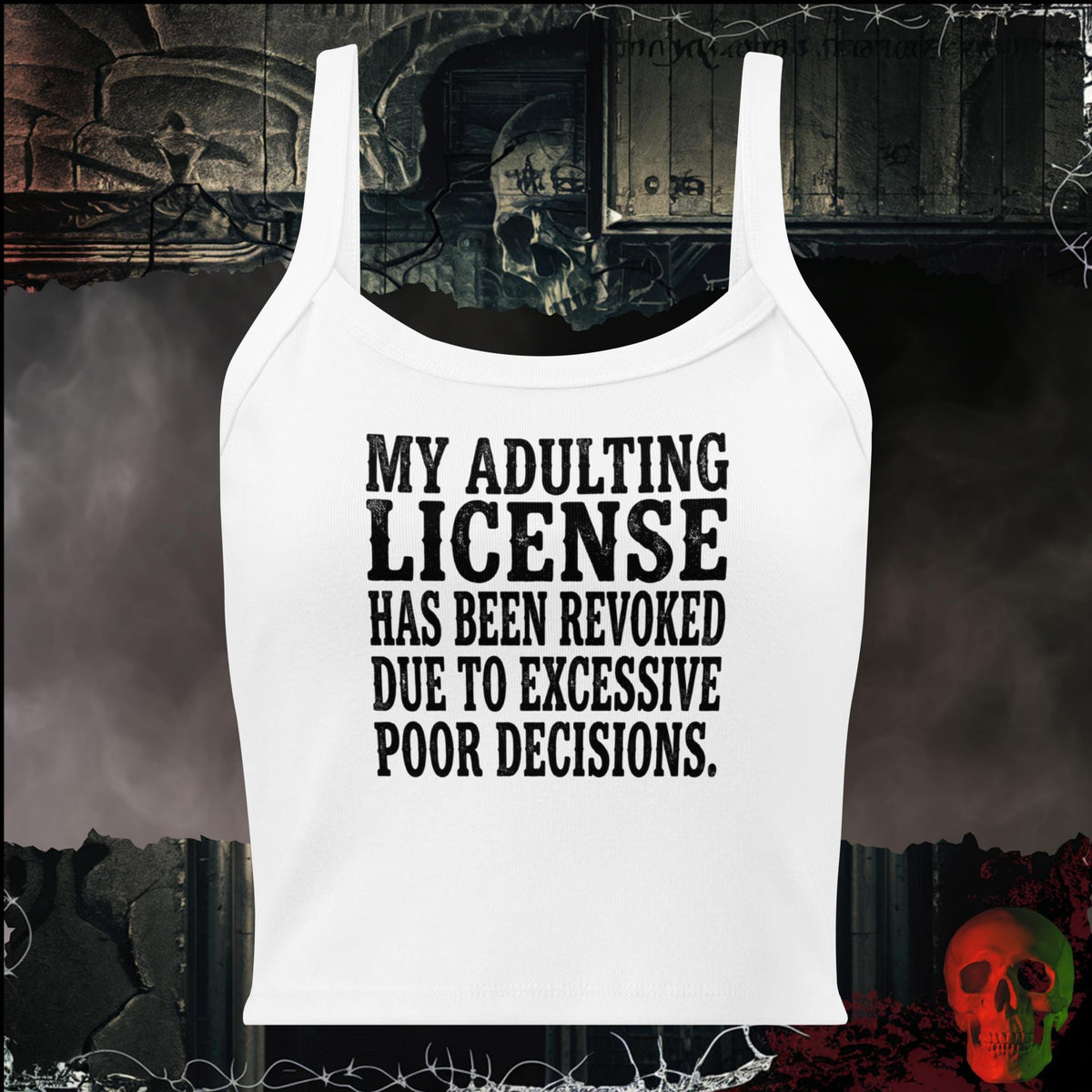 Tanks Solid White Blend / XS Adulting License Revoked Women's Crop Tank | Rebel Ink Designs