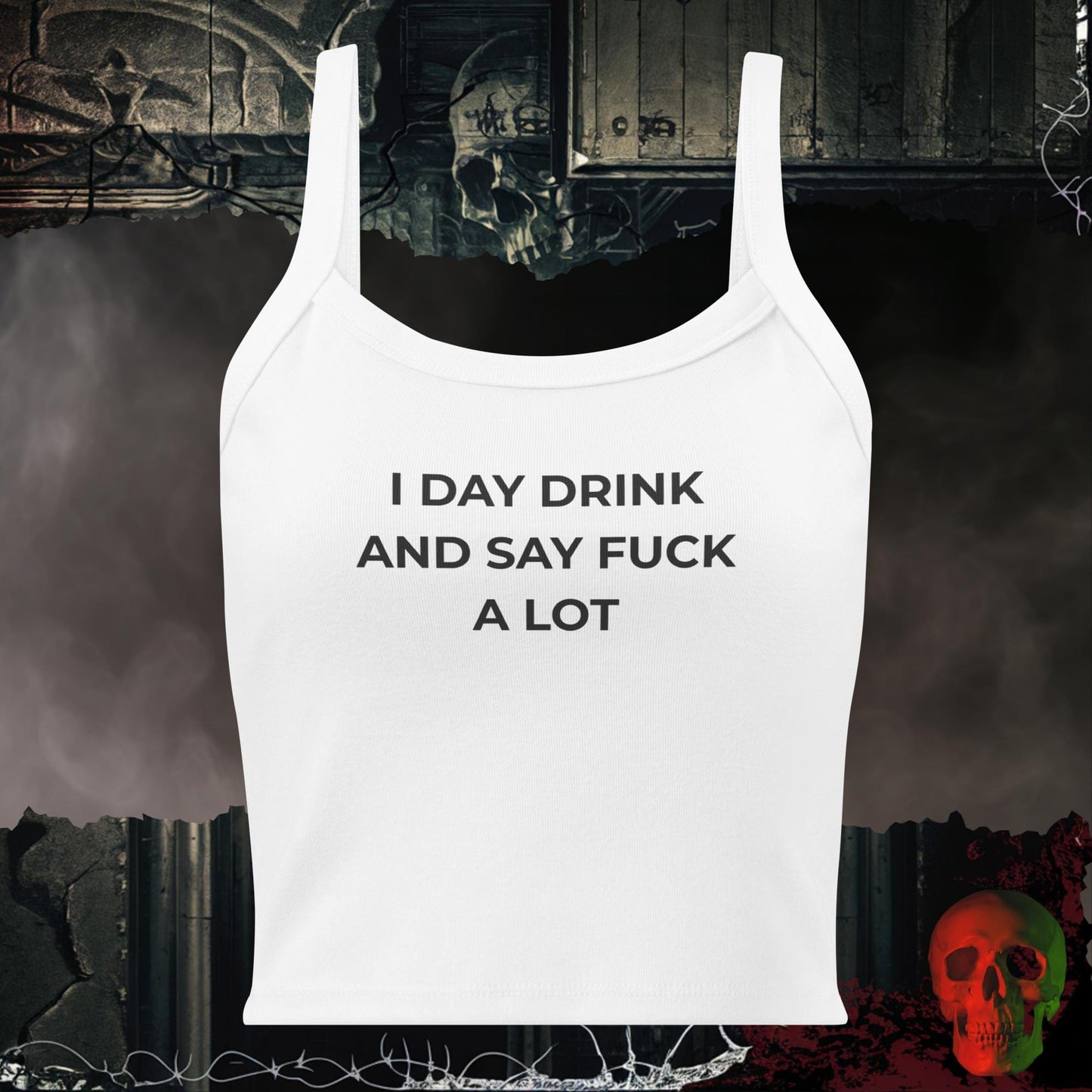 Tanks Solid White Blend / XS Day Drinker Ladies Crop Tank