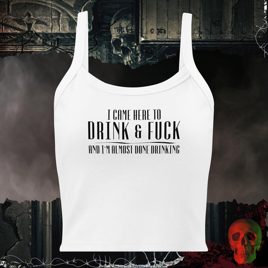Tanks Solid White Blend / XS DRINK AND F*CK Crop Tank – Bold Party Statement Top