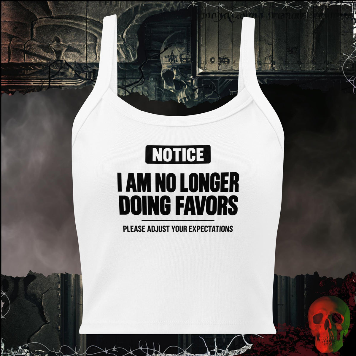 Tanks Solid White Blend / XS I Am No Longer Doing Favors Women's Crop Tank | Rebel Ink Designs