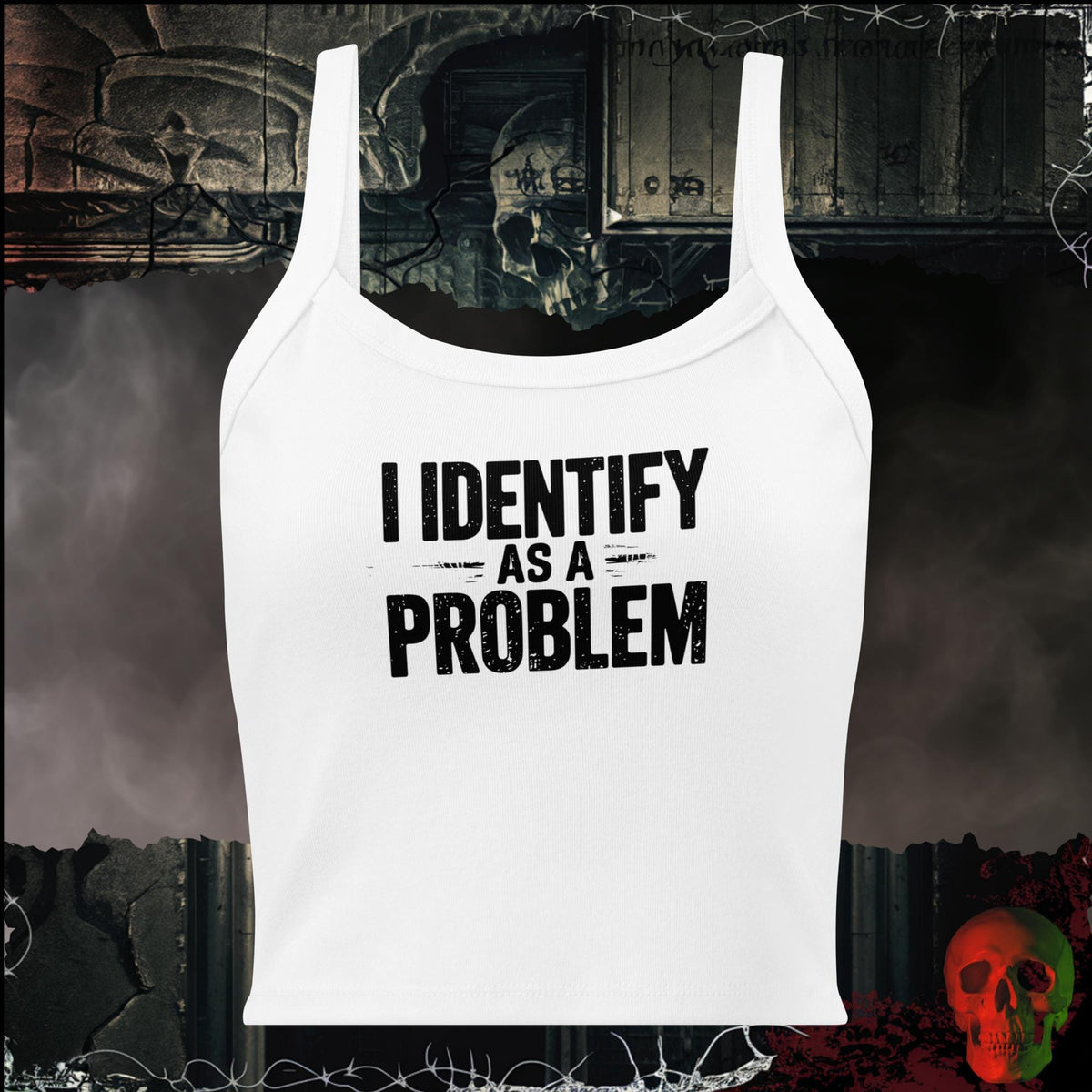 Tanks Solid White Blend / XS I Identify As a Problem Women's Crop Tank | Rebel Ink Designs