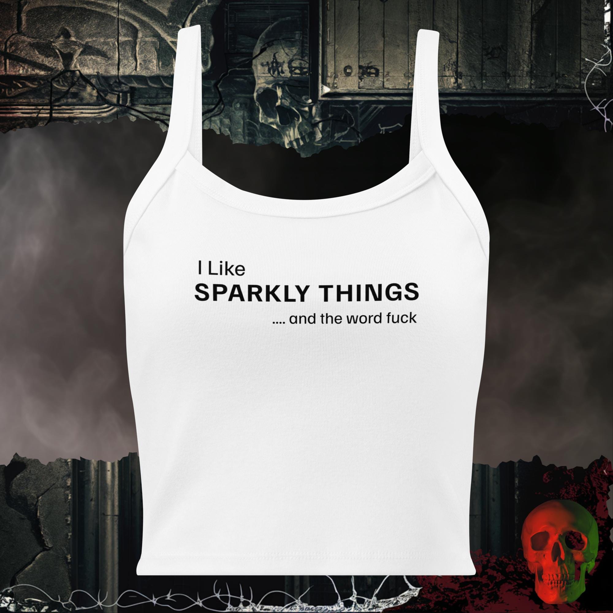 Tanks Solid White Blend / XS I Like Sparkly Things And The Word Fuck Women's Crop Tank | Rebel Ink Designs