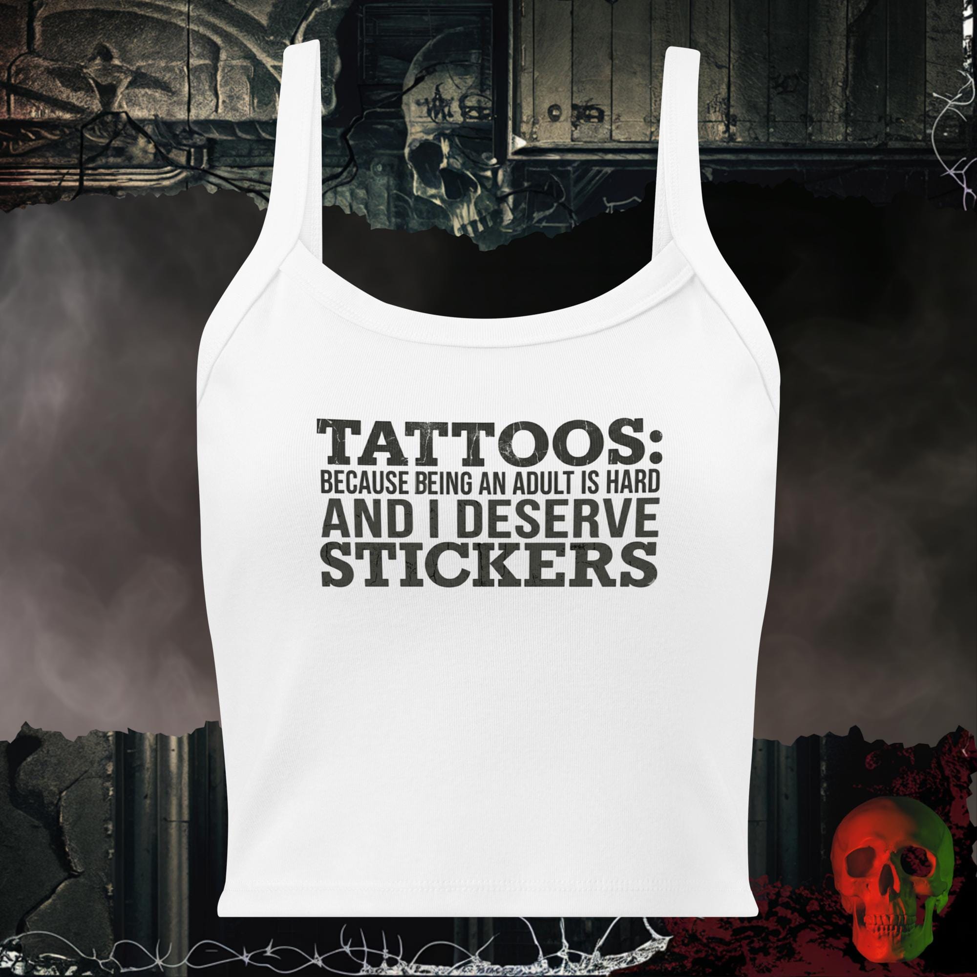 Tanks Solid White Blend / XS TATTOOS ARE STICKERS Crop Tank | Rebel Ink Designs