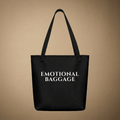 Tote Bag -Black Black Emotional Baggage Tote Bag | Rebel Ink Designs