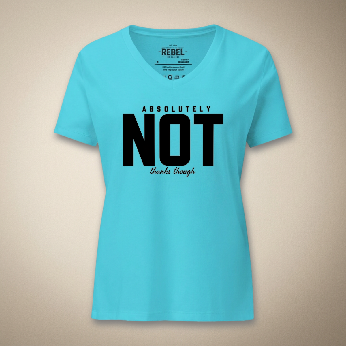 Absolutely Not Thanks Though Women’s V-Neck Tee | Rebel Ink Designs