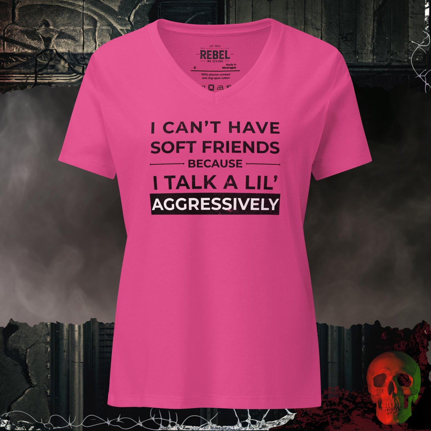V-Neck Berry / S Can't Have Soft Friends Relaxed V-Neck