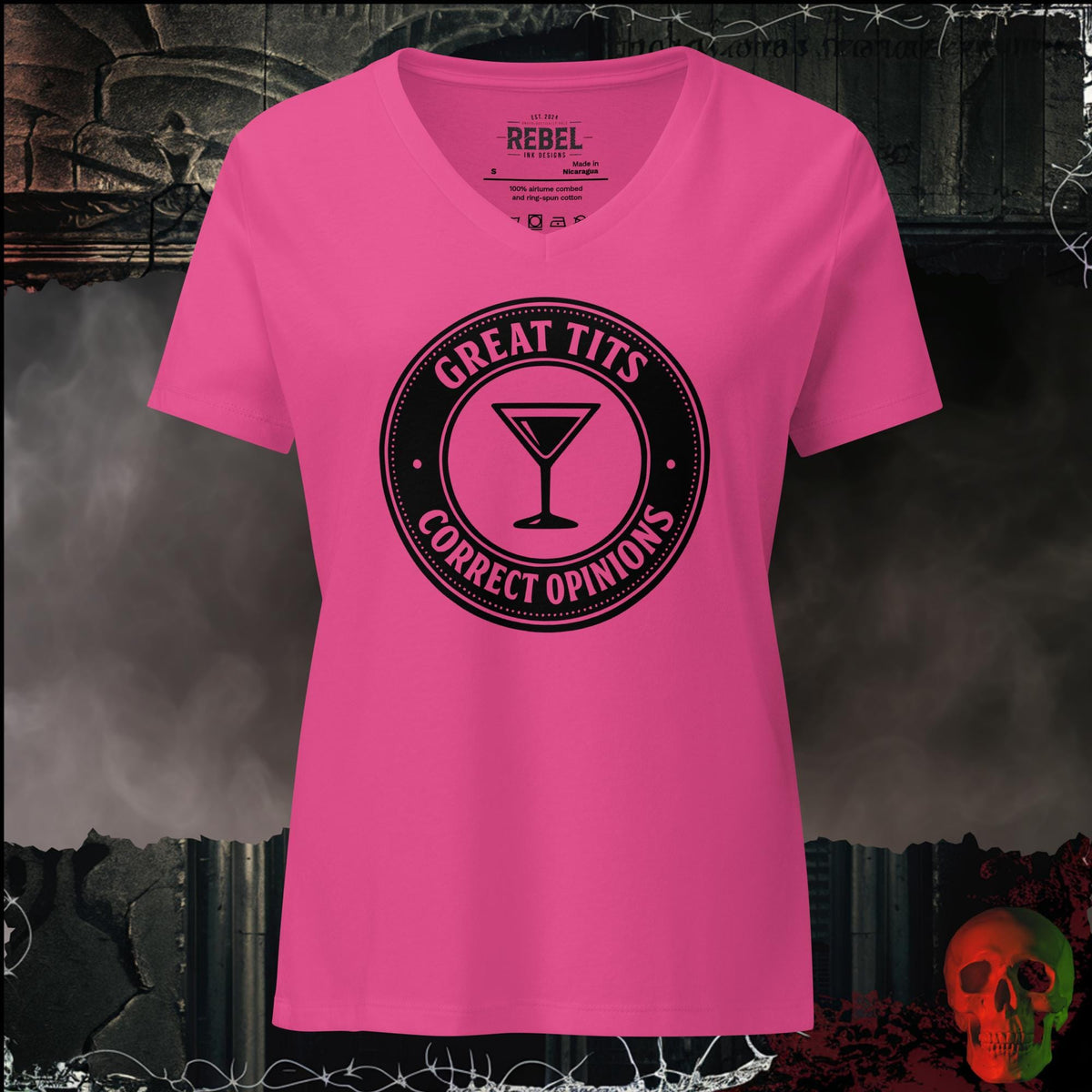 V-Neck Berry / S Great Tits, Correct Opinions Women's V-Neck Tee | Rebel Ink Designs