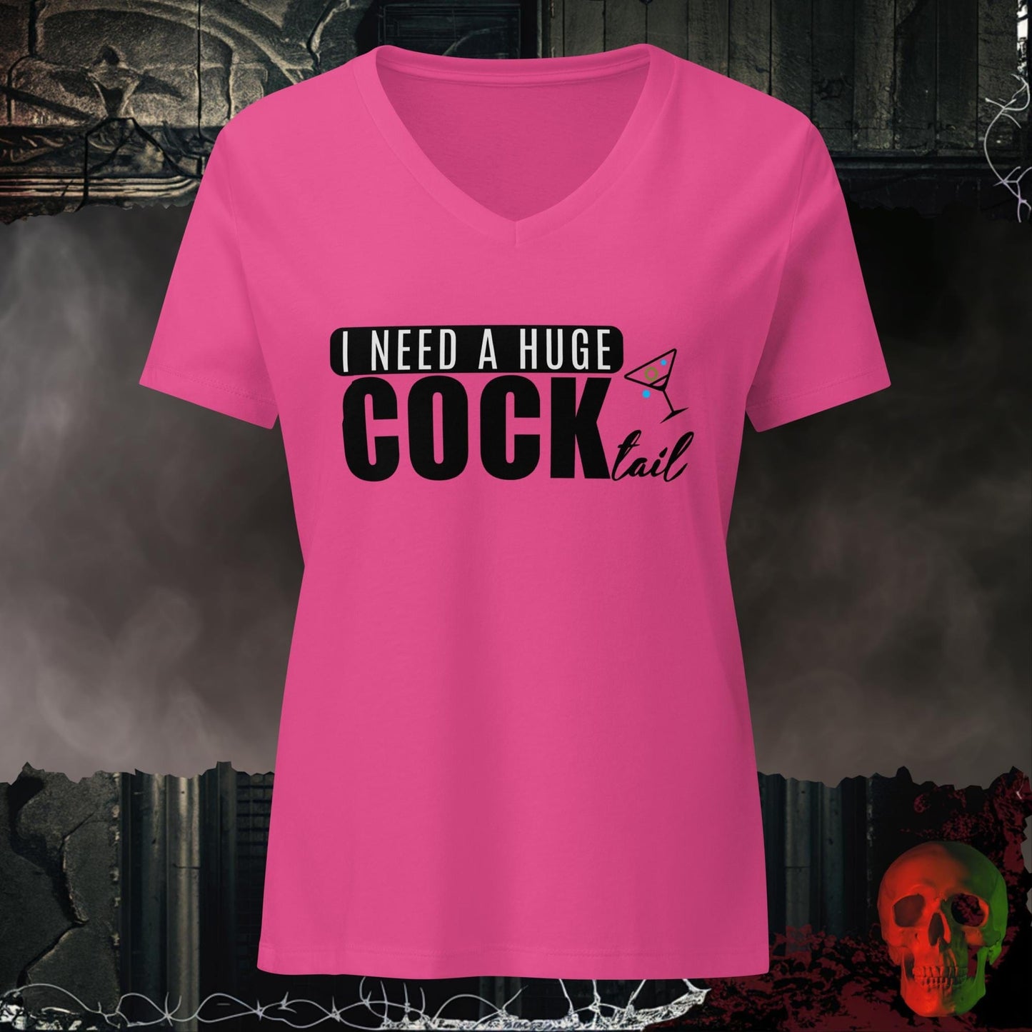 V-Neck Berry / S Huge COCK-tail Relaxed V-Neck