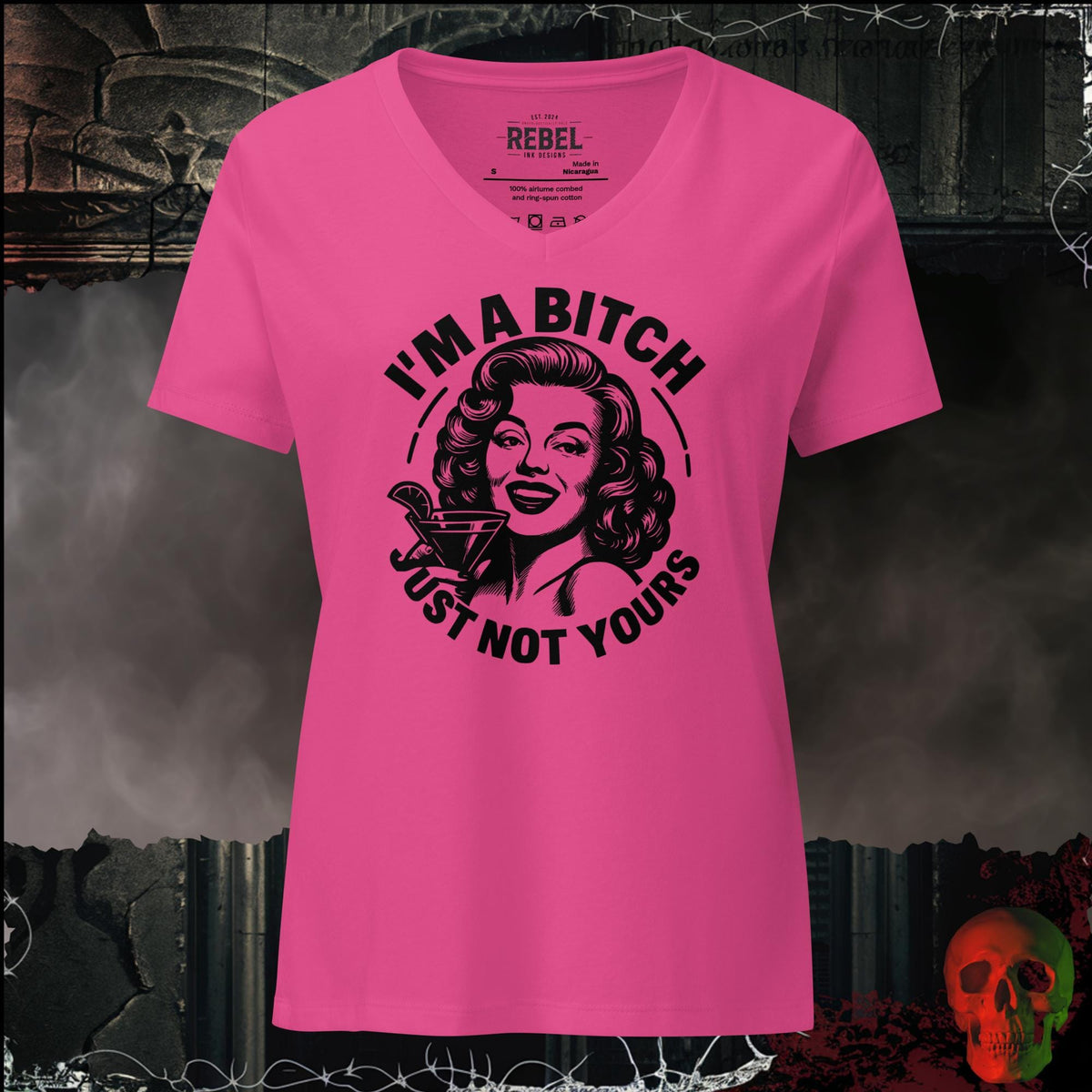 V-Neck Berry / S I'm a Bitch, Just Not Yours Women's V-Neck Tee | Rebel Ink Designs