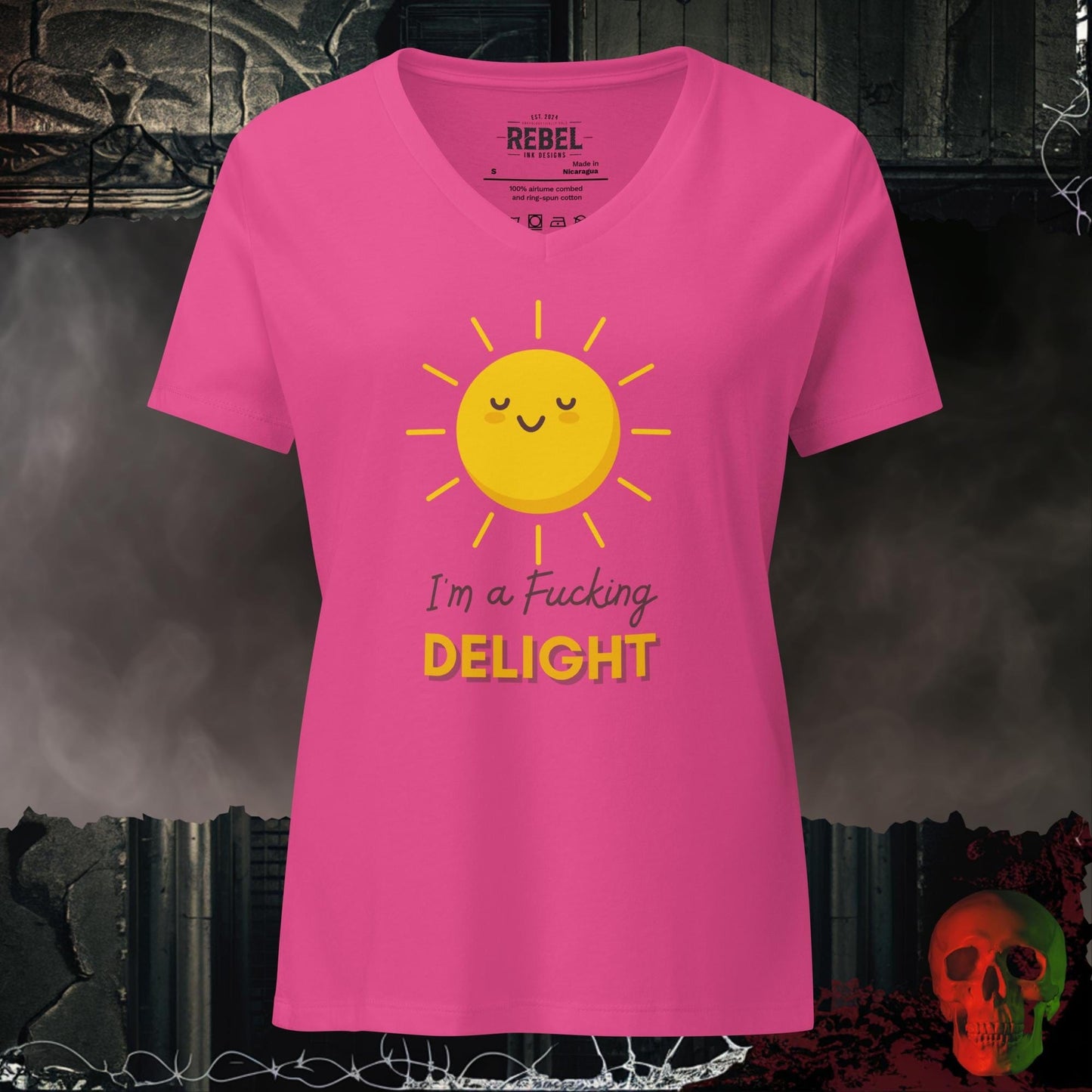 V-Neck Berry / S I'm a Real Delight Relaxed V-Neck