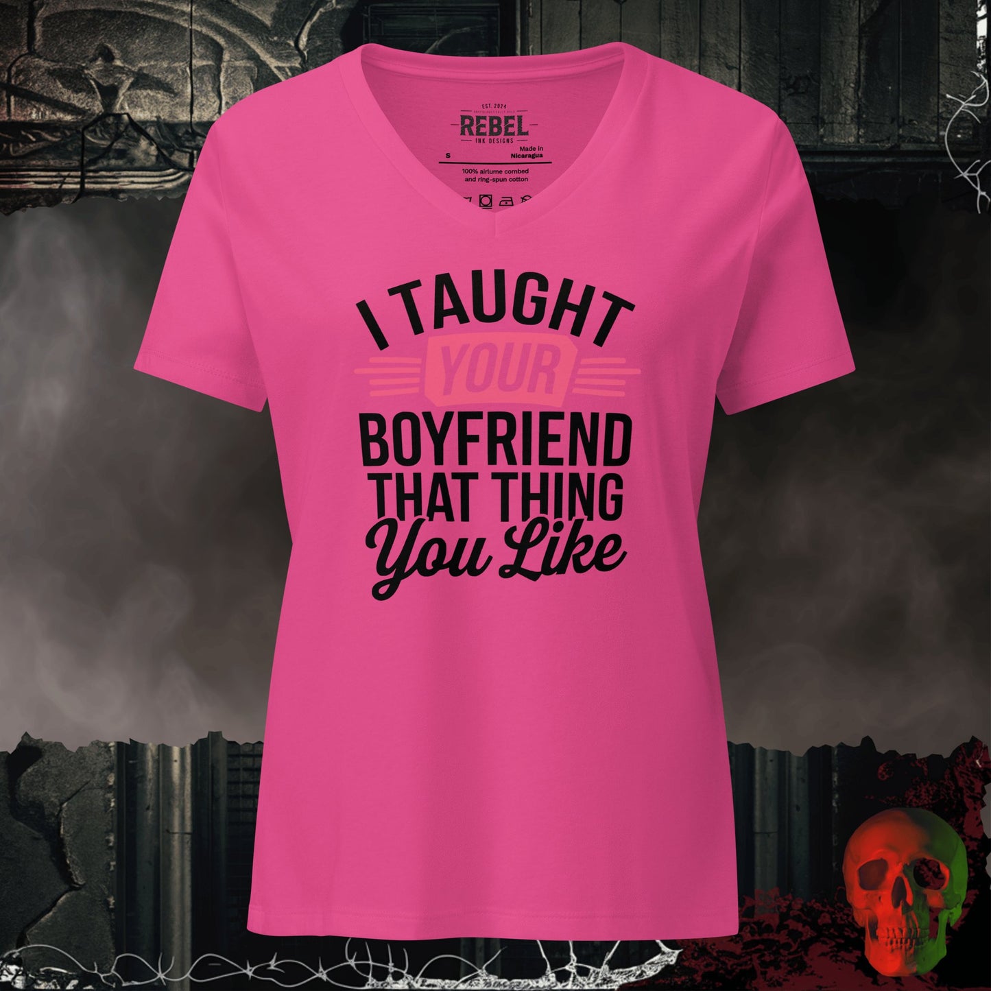 V-Neck Berry / S I Taught Your Boyfriend Relaxed V-Neck