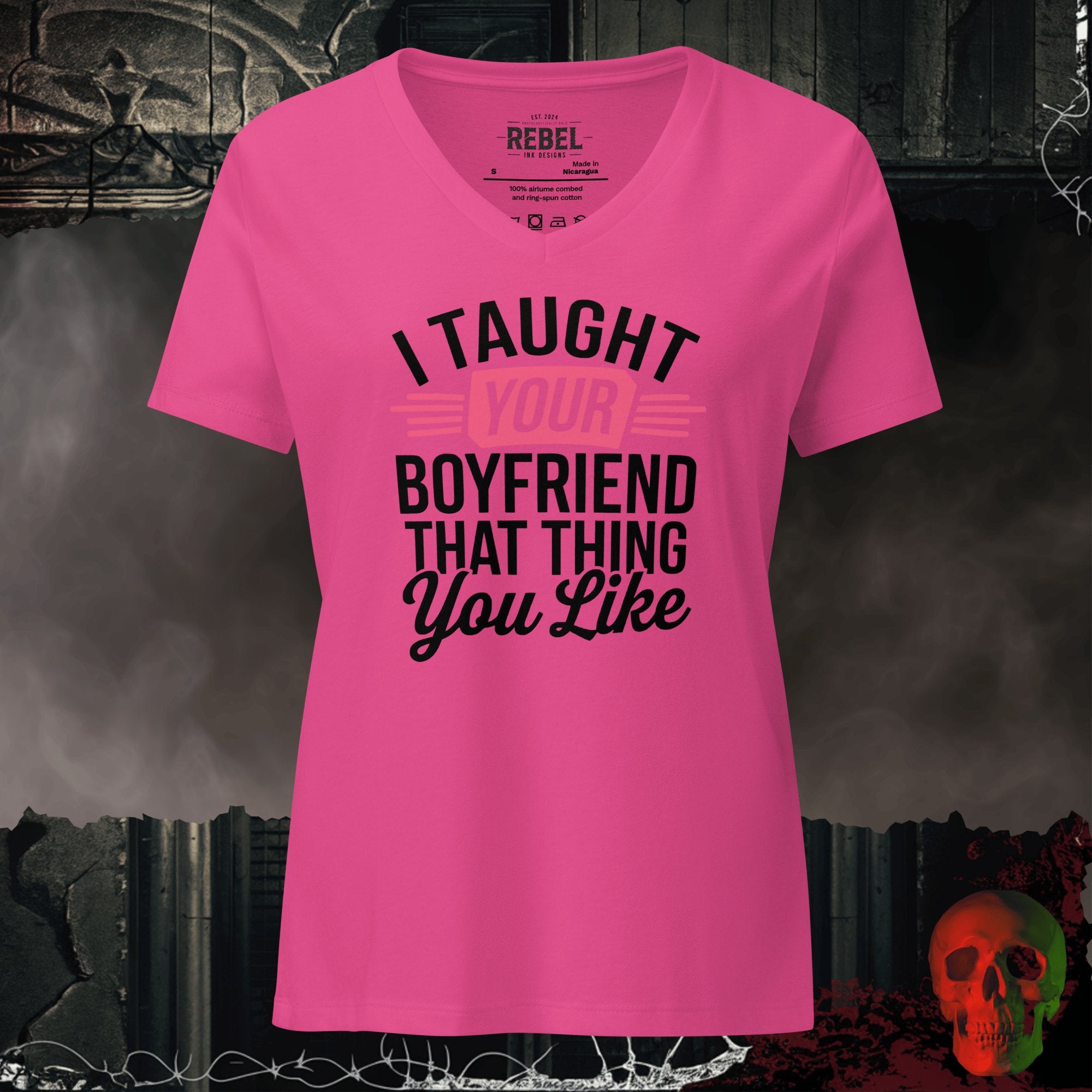 V-Neck Berry / S I Taught Your Boyfriend Relaxed V-Neck