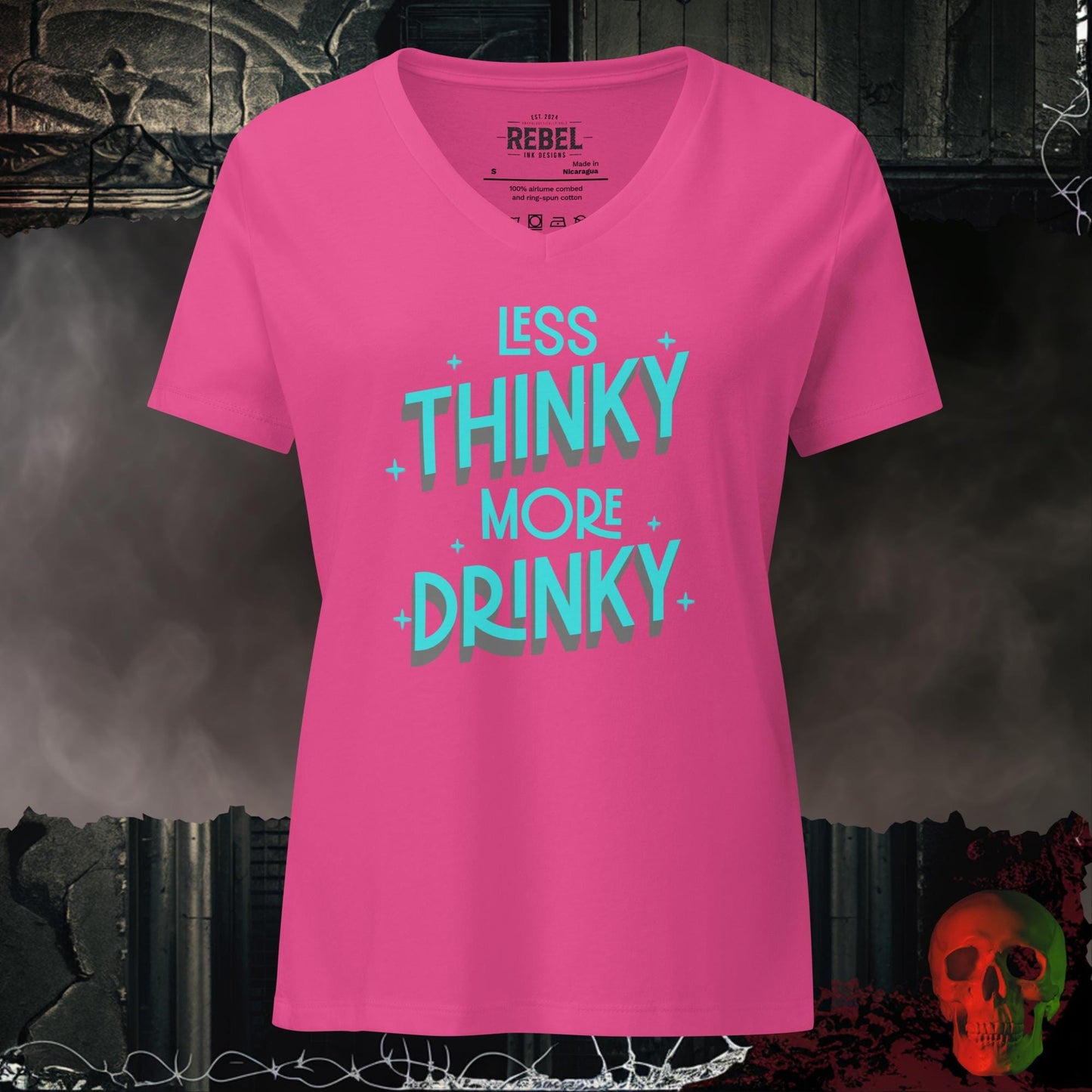 V-Neck Berry / S Less Thinky More Drinky Relaxed V-Neck