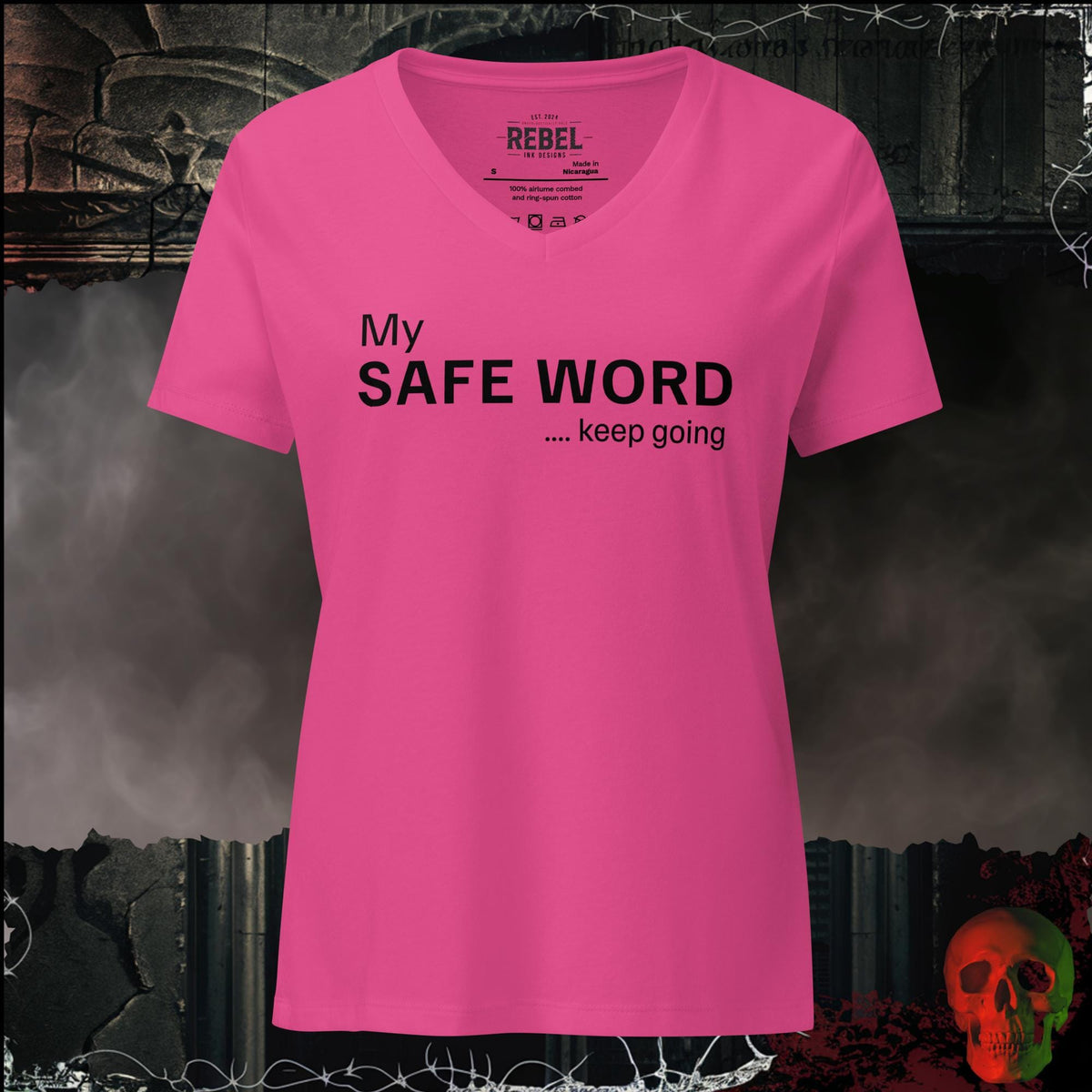 V-Neck Berry / S My Safe Word Women's V-Neck Tee | Rebel Ink Designs