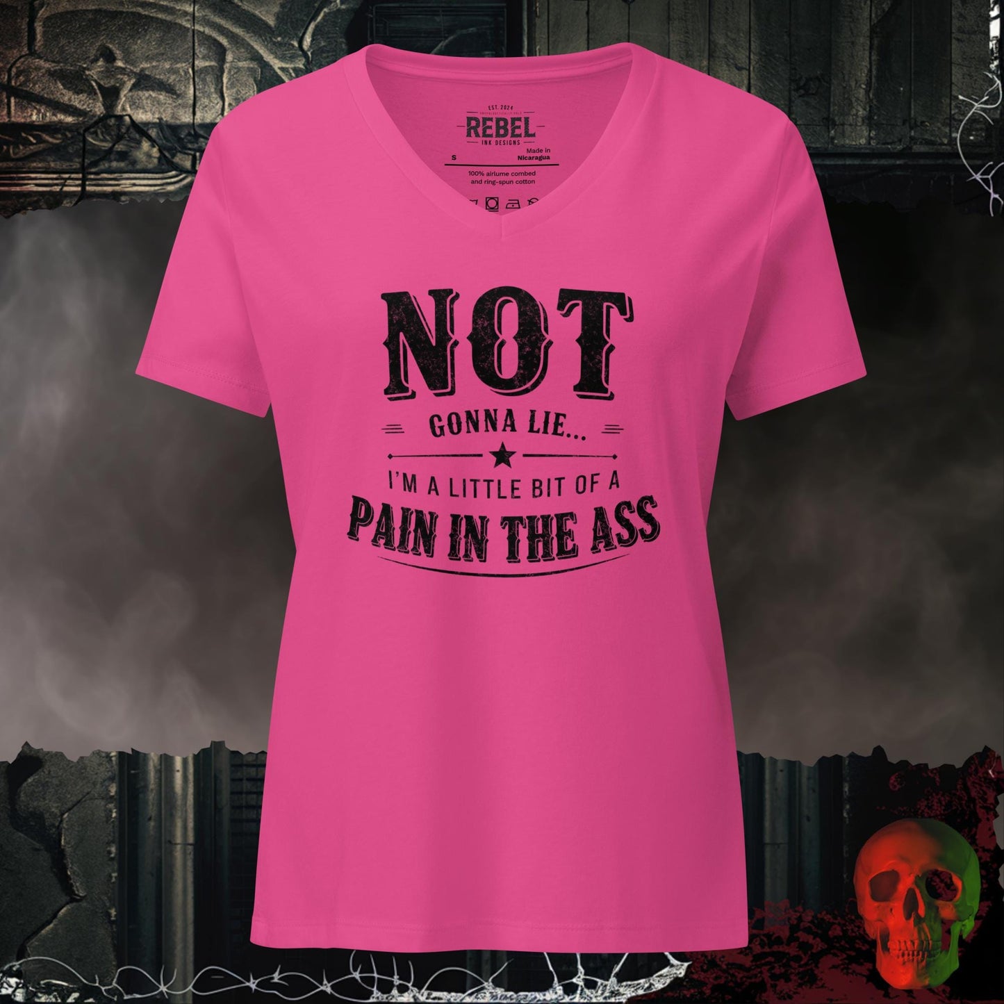 V-Neck Berry / S Not Gonna Lie Women's Relaxed V-Neck